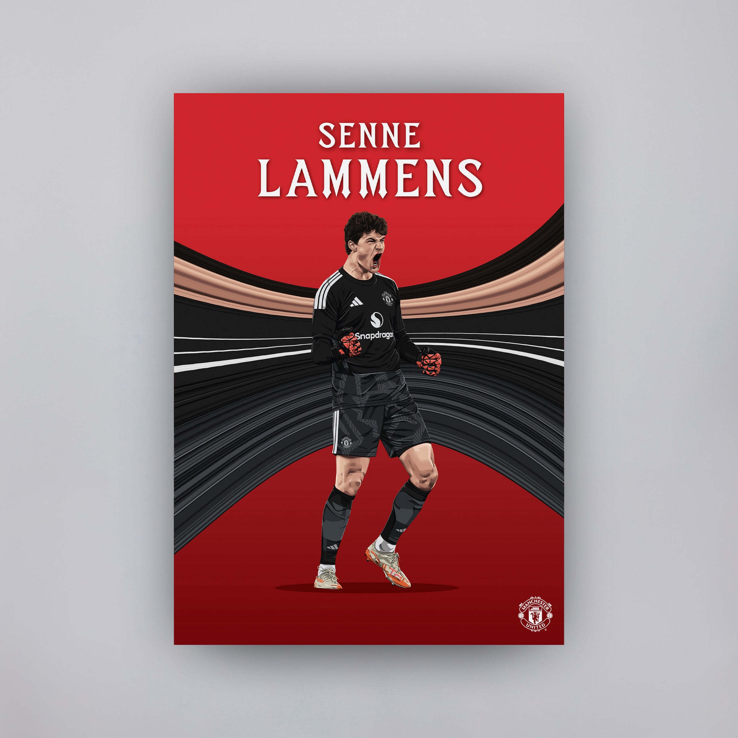 Manchester United Lammens 26/27 Illustrated A2 Poster Red Red
