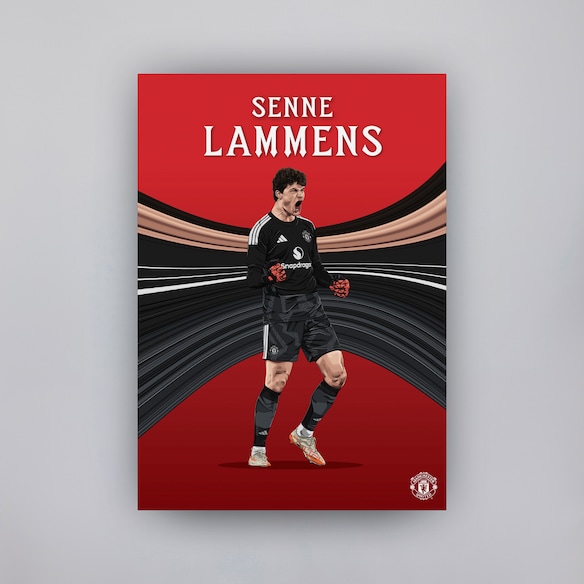 Manchester United Lammens 26/27 Illustrated A2 Poster Red Red