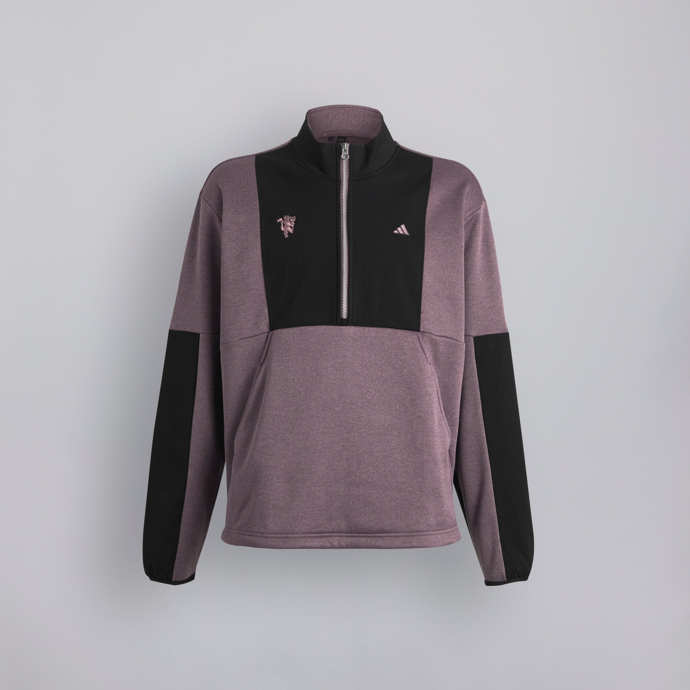 Manchester United x adidas Mens Golf Go-To DWR Hybrid 1/2 Zip Sweatshirt Purple Purple Detail [6-7]