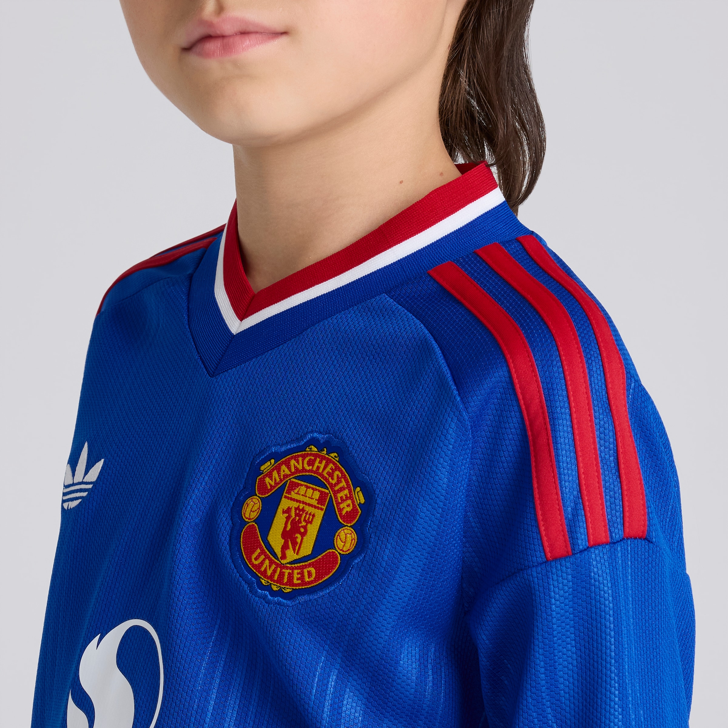 Manchester United Kids 26/27 Away Long Sleeve Jersey Bleu Détail [5-6]