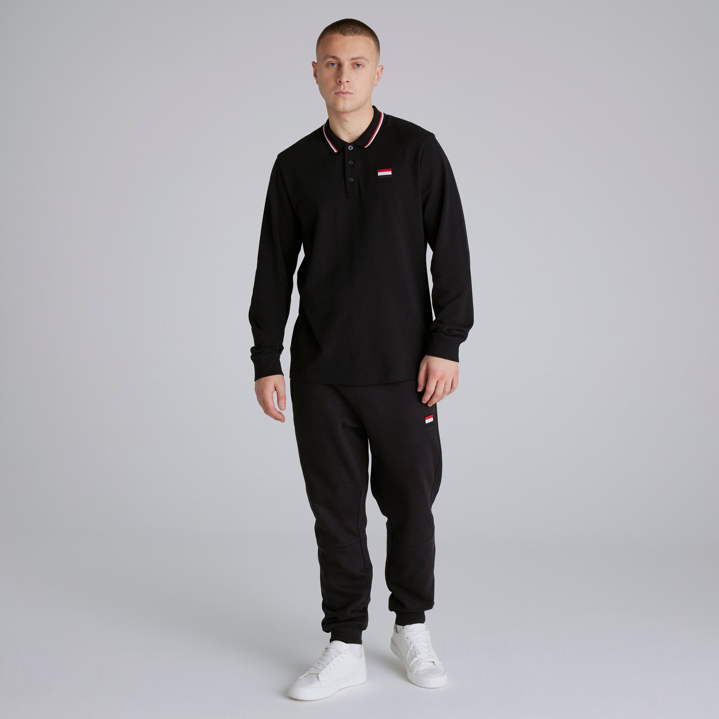 Manchester United Long Sleeve Polo Shirt Black Black Detail [3-5]