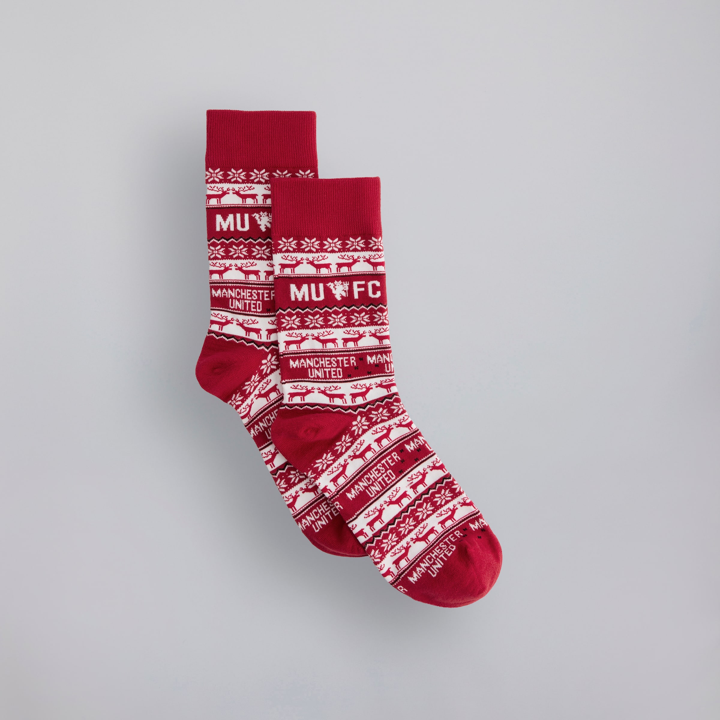 Manchester United Kids Fairisle Christmas Socks Red Multi Detail [2-4]
