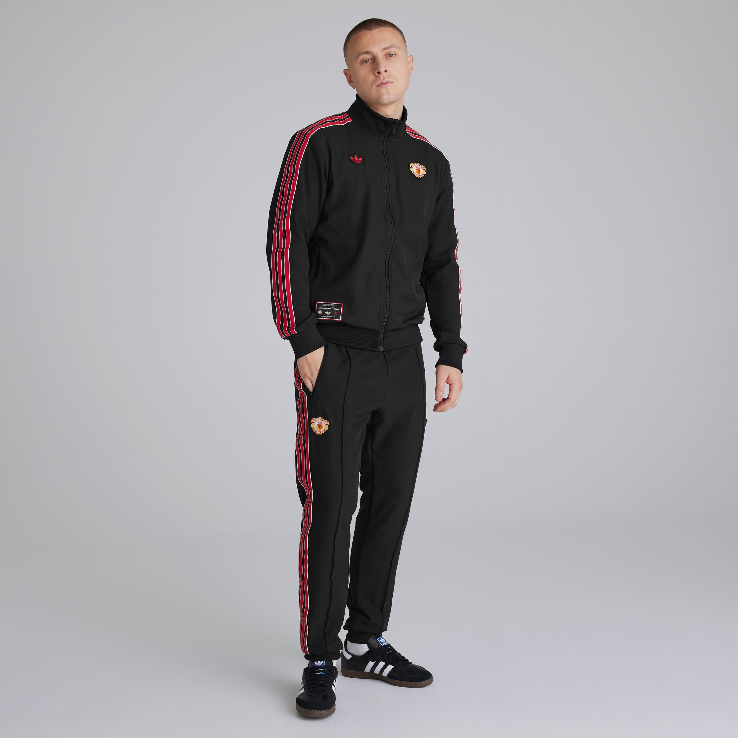 Manchester United x adidas Mens Terrace Icons Track Pants Black Noir Détail [3-7]