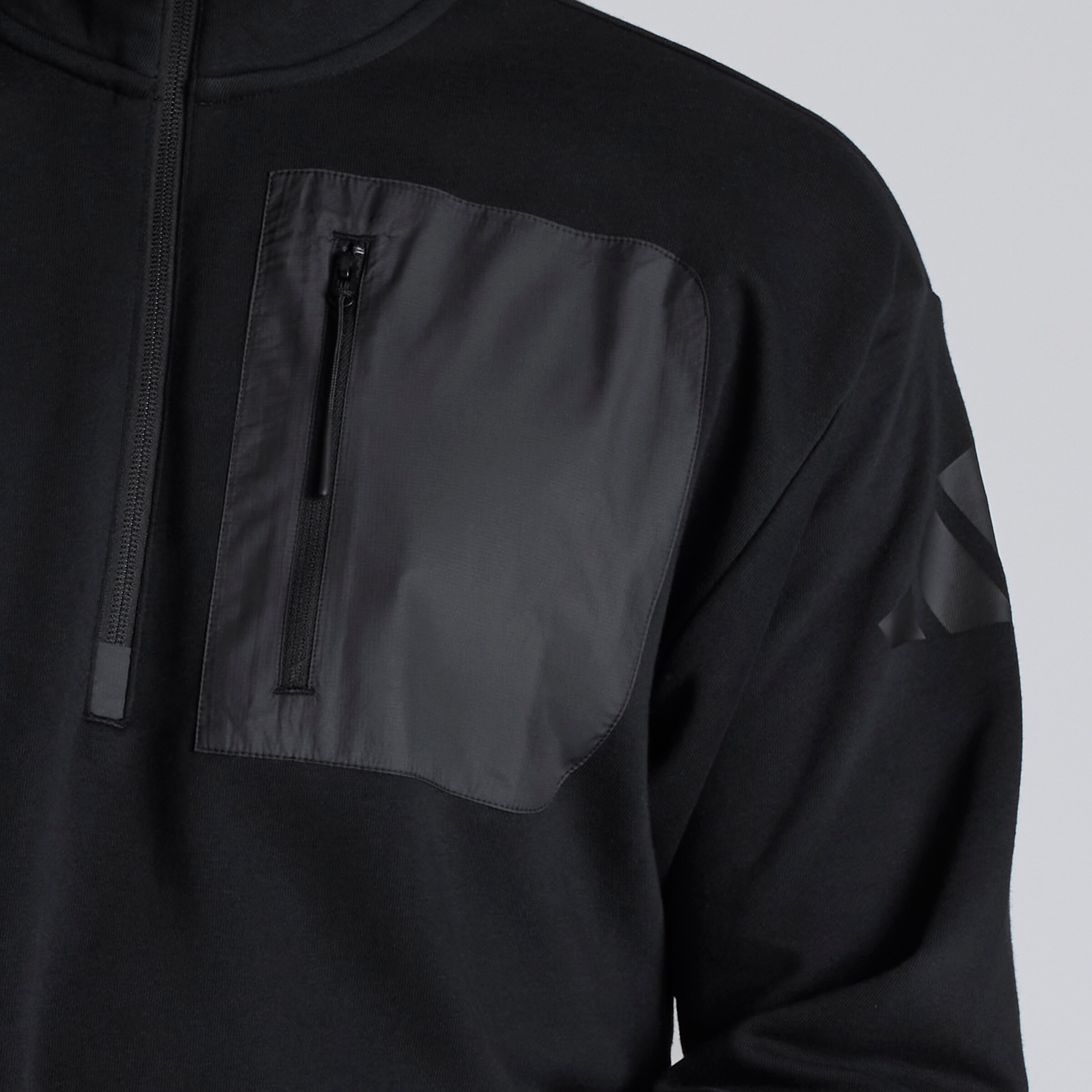 Manchester United x adidas City Escape Half Zip Fleece Black Black Detail [5-6]