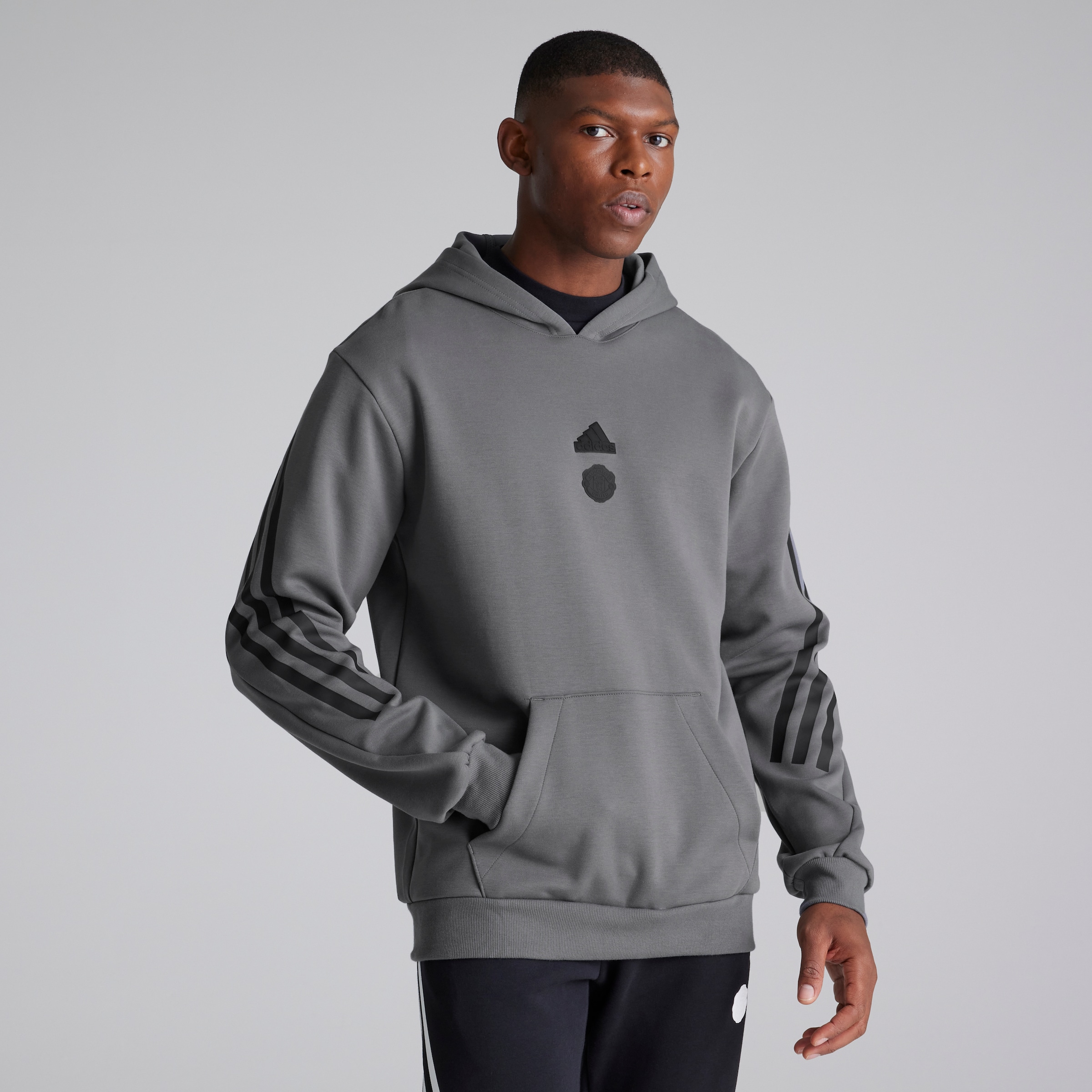 Adidas 3 stripes hoodie grey online