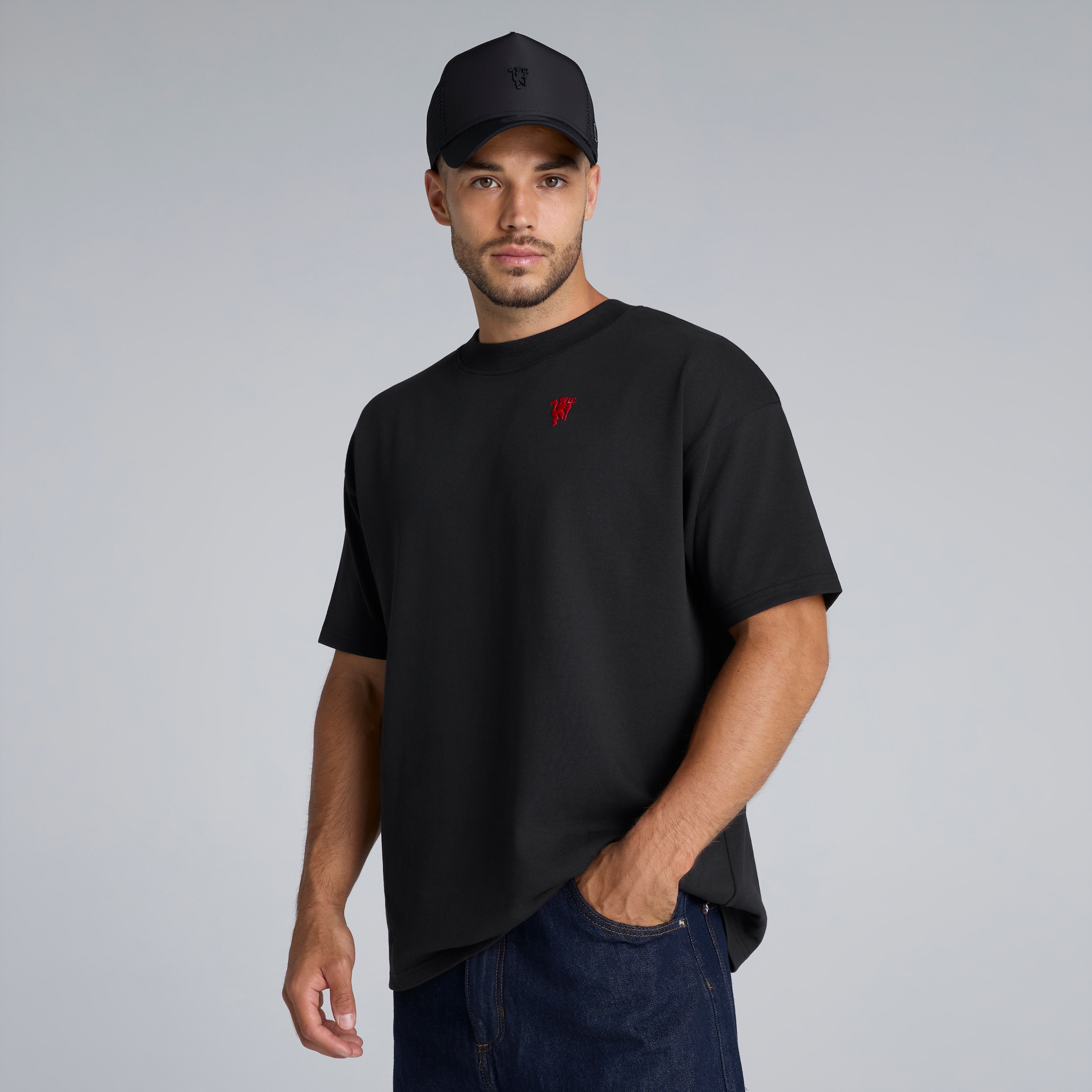 Manchester United There's Nothing on Earth Like Being a Red Back Print T-Shirt Black Negro
