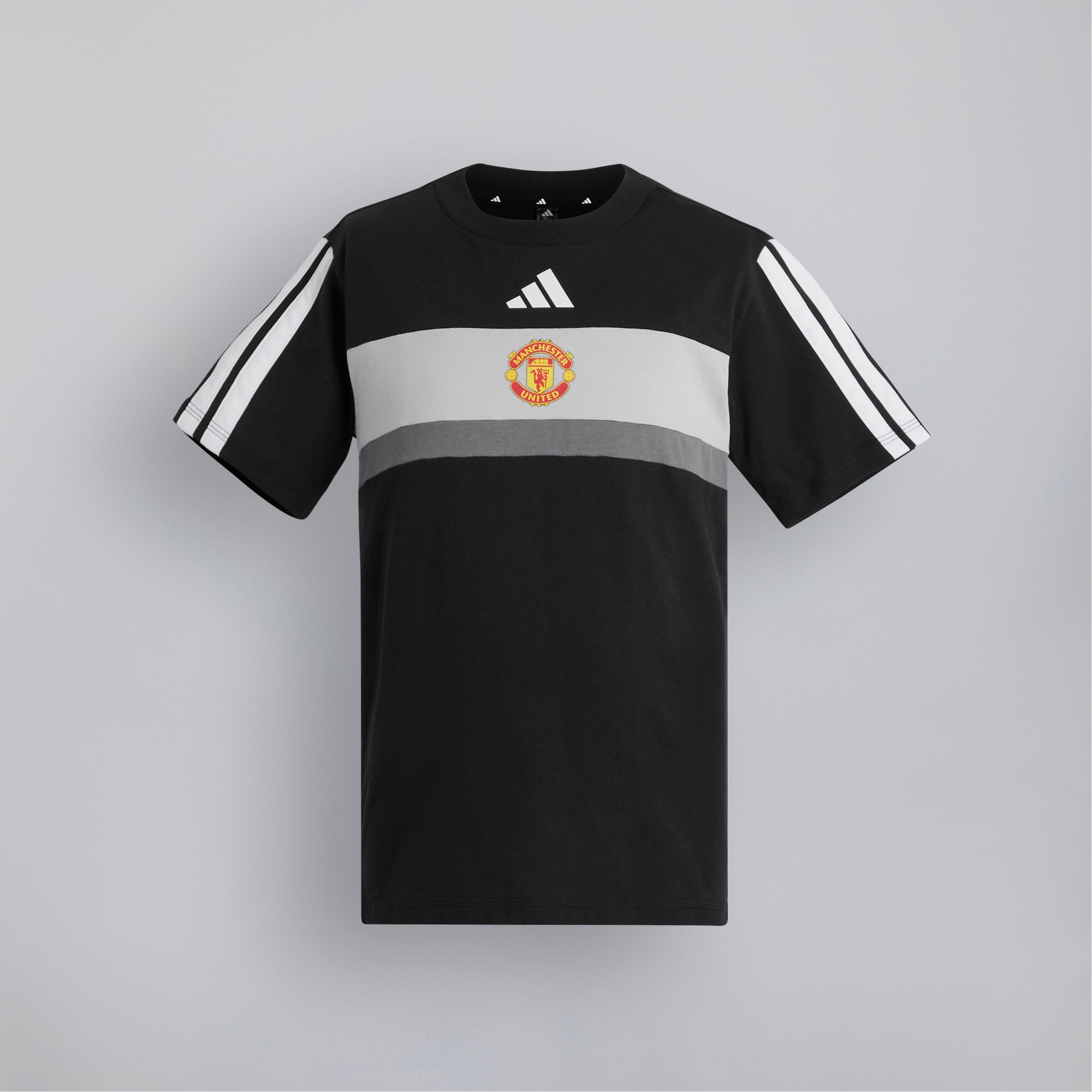 Manchester United x adidas Kids Essentials Tiberio 3-Stripes T-Shirt Black Black