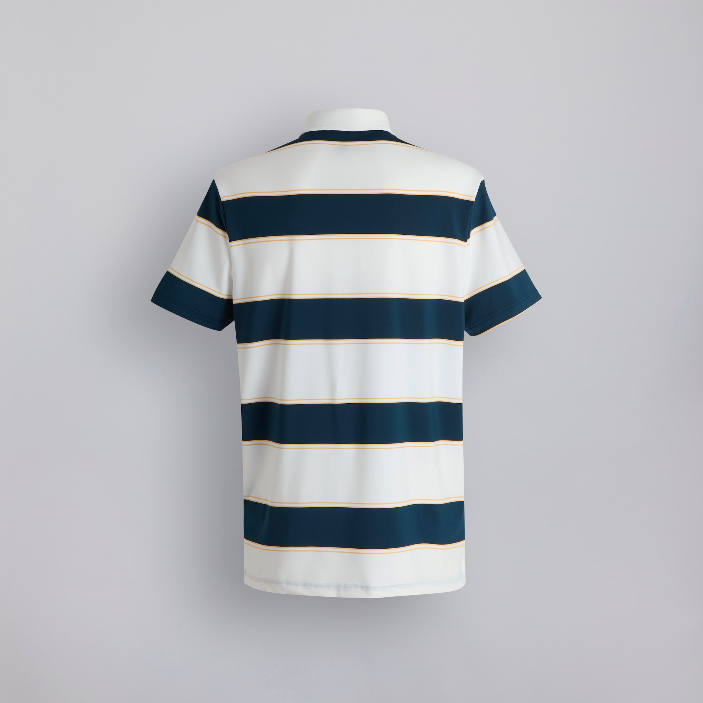 Manchester United x adidas Golf Ultimate365+ Stripe Polo Shirt Navy White Detail [2-2]