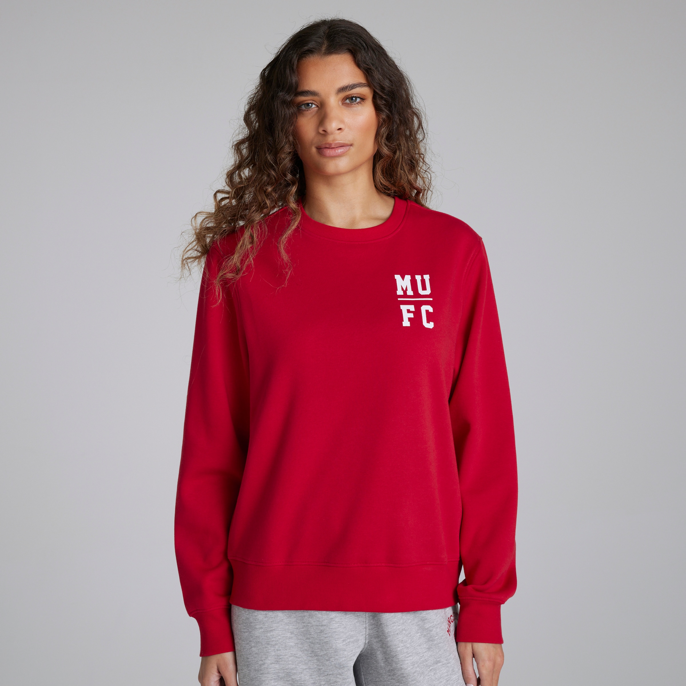 Manchester United Womens Varsity Back Print Sweatshirt Red Red