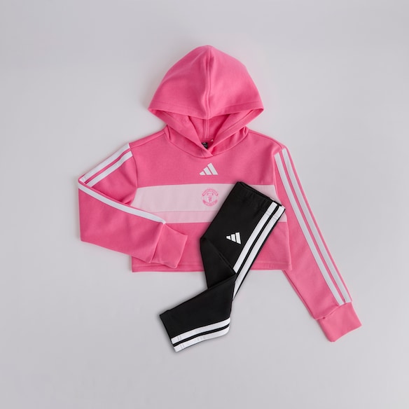 Manchester United x adidas Kids Essentials Tiberio 3-Stripes Fleece Leggings Set Pink Pink