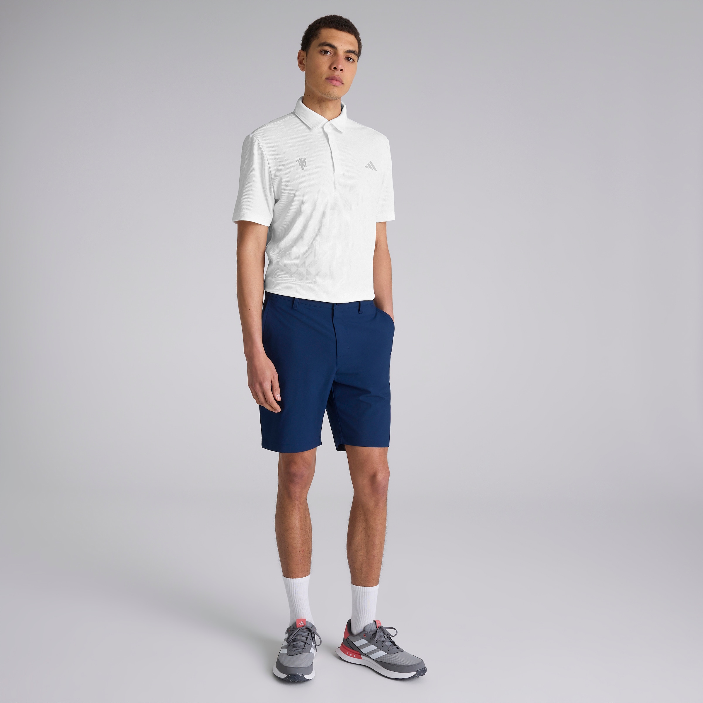 Manchester United x adidas Golf Ultimate365 Polo Shirt White White Detail [3-5]