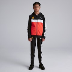 Manchester United x adidas Kids Tiberio 3-Stripes Colourblock Fleece Tracksuit Black/Red