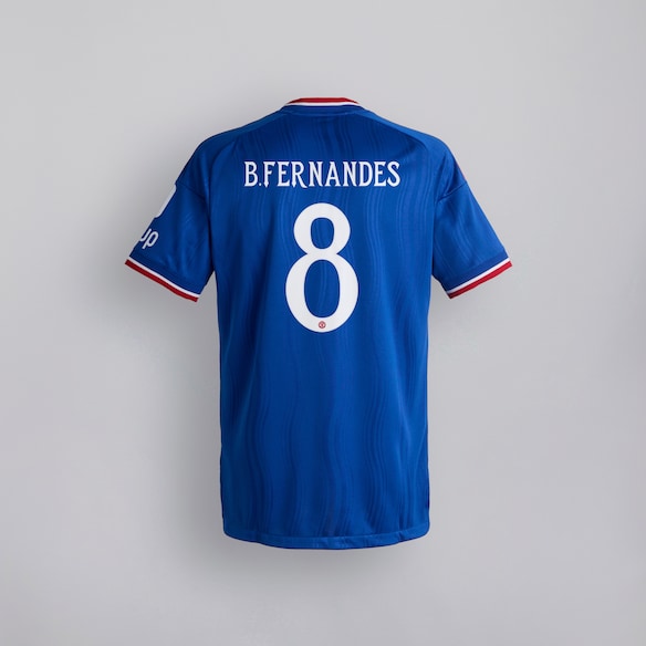 Manchester United 26/27 Away Authentic Jersey with Fernandes 8 UCL Printing & Badge Blau