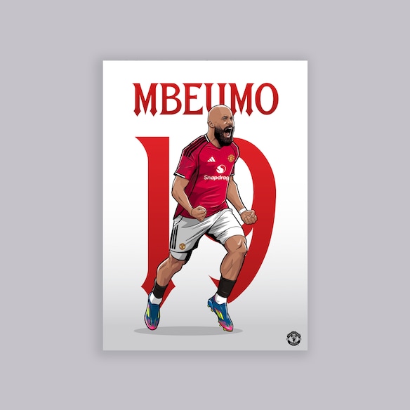 Manchester United Bryan Mbeumo Illustrated A2 Poster White White