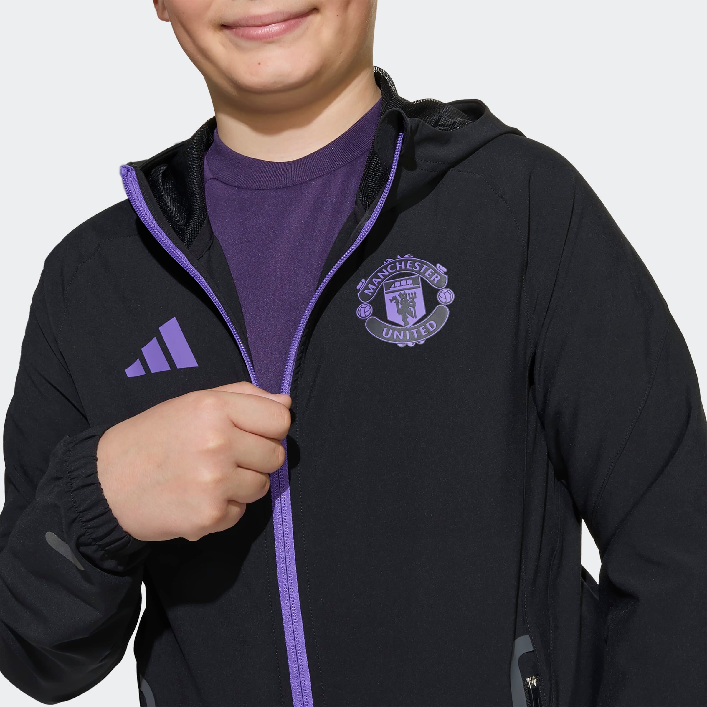 Manchester United Tiro 25 Competition Vis Tech Travel Jacket Kids Black Detail [6-8]