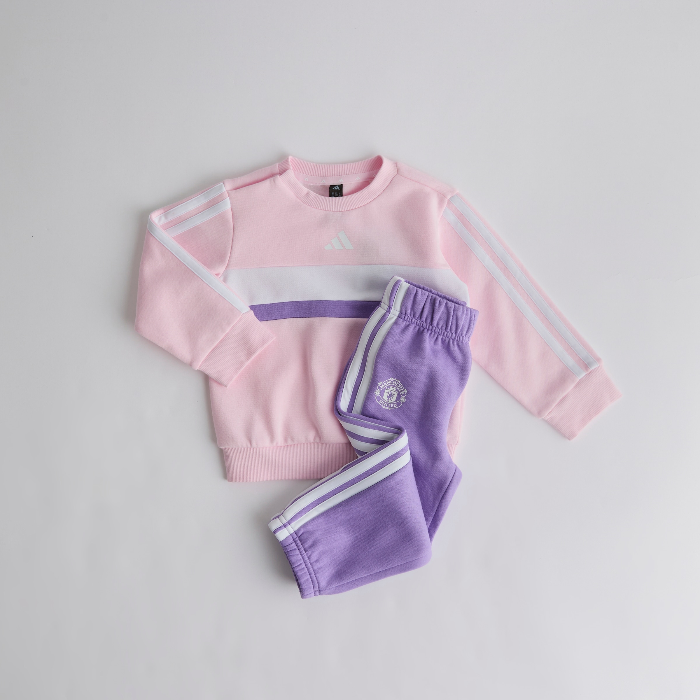 Manchester United x adidas Infant Essentials Tiberio 3-Stripes Fleece Set Pink/Purple Multi