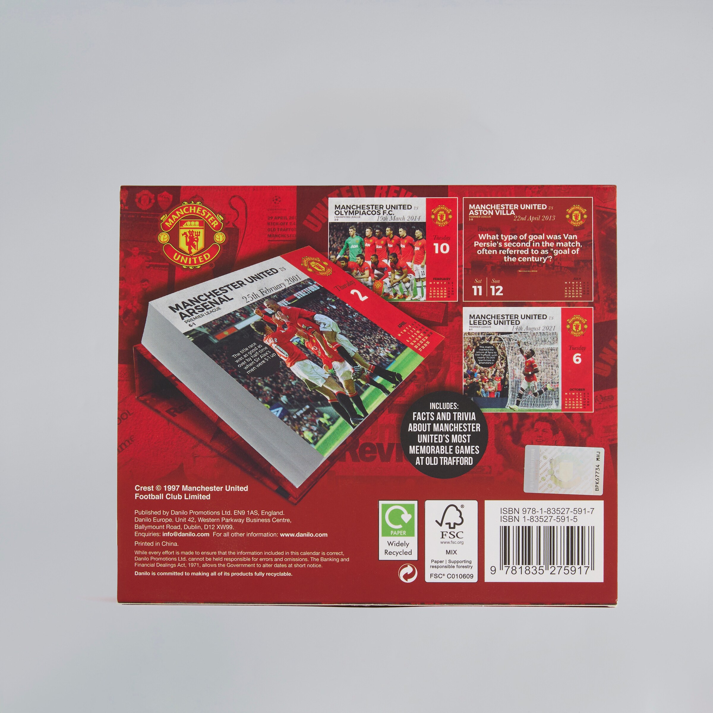 Manchester United 2026 Desk Block Calendar Red Red Detail [2-4]
