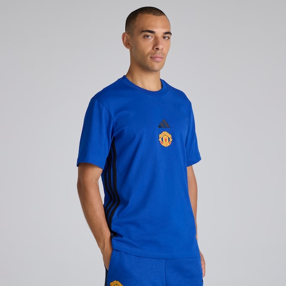 Manchester United x adidas Essentials 3-Stripes T-Shirt Blue Blue