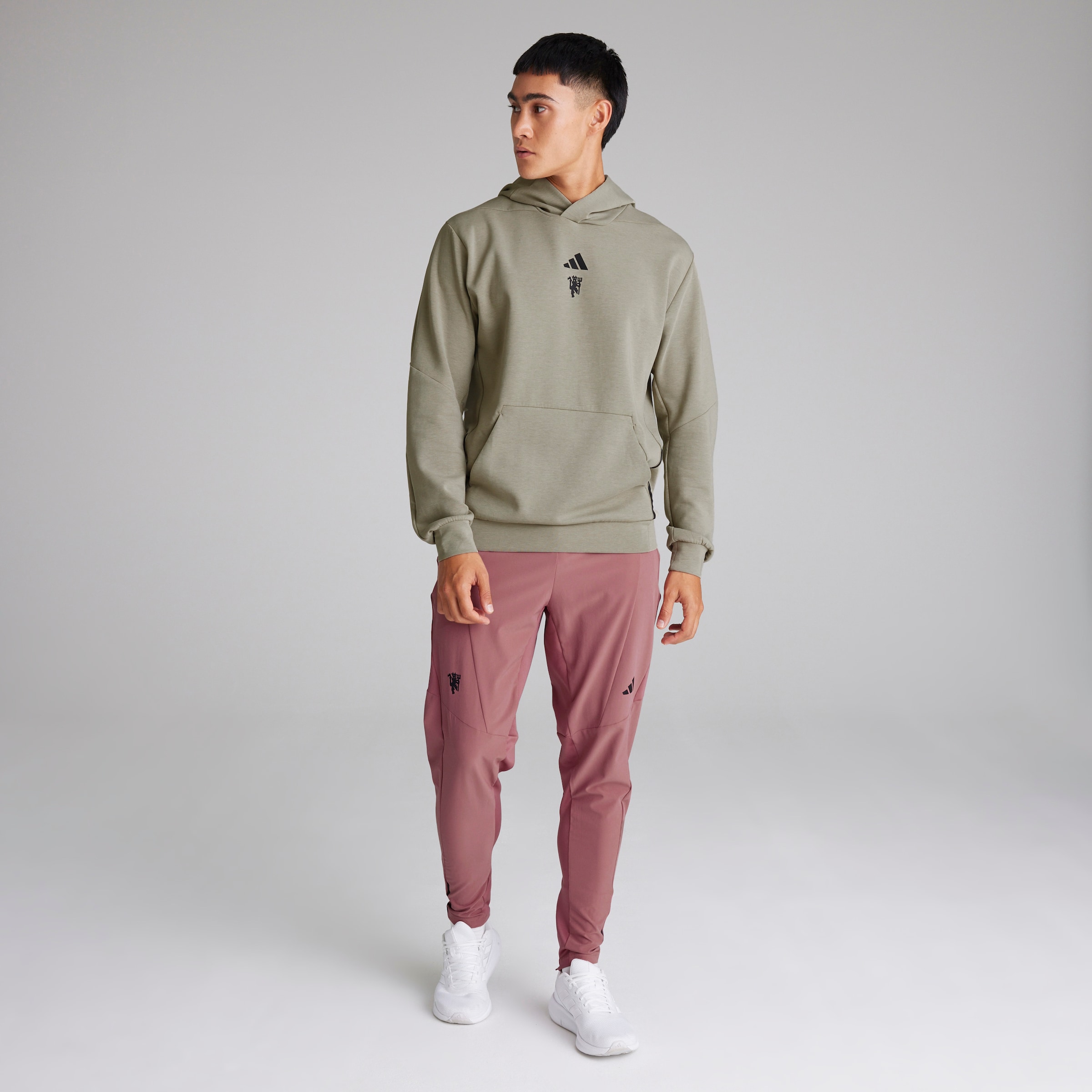 Manchester United x adidas Mens Designed for Training Hoodie Green Detail [3-5]