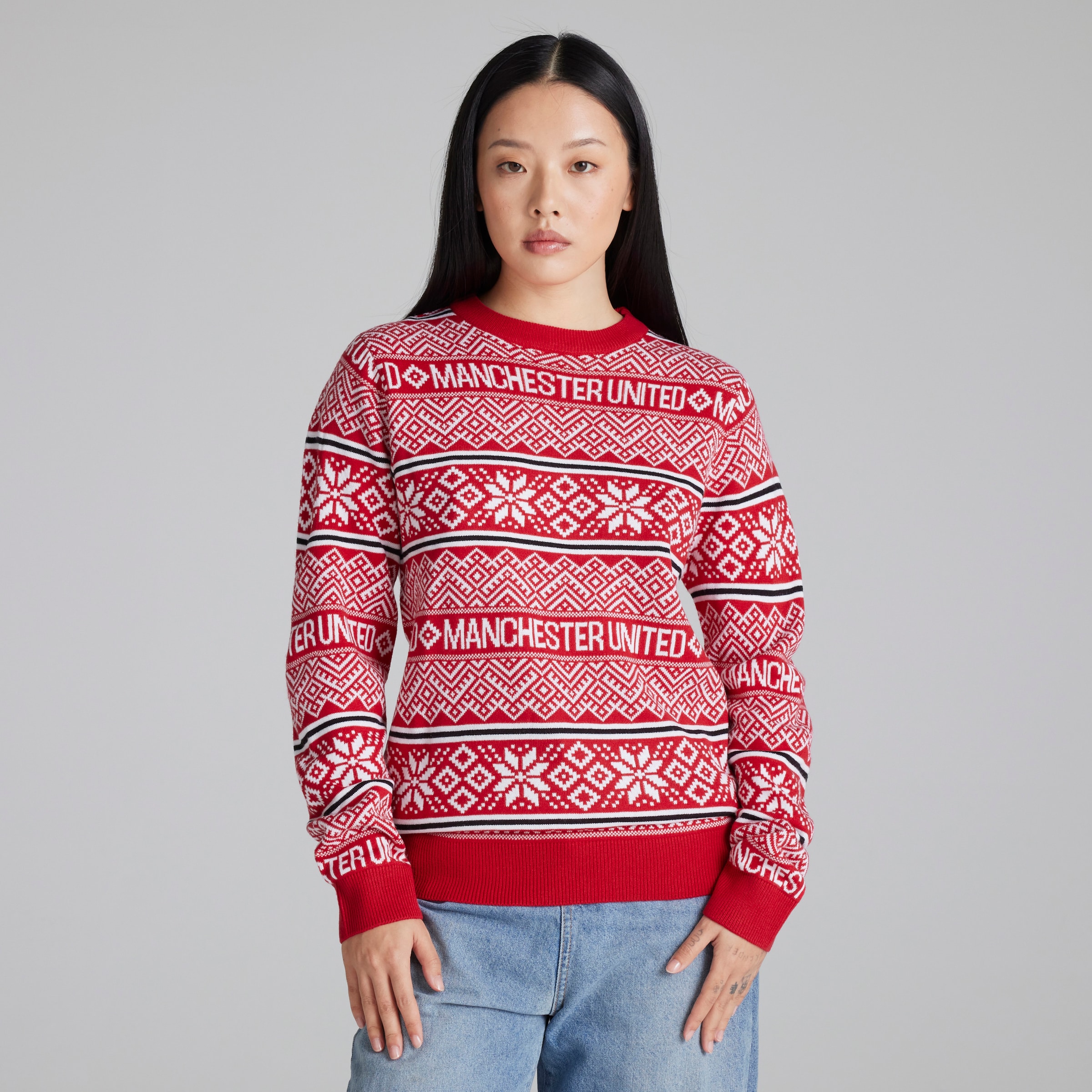 Manchester United Fairisle Christmas Jumper Red Red Detail [2-6]