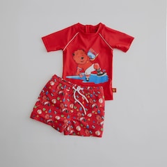 Manchester United Kids Rash Vest & Shorts Swim Set Red