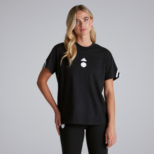 Manchester United x adidas Womens Future Icons 3-Stripes T-Shirt Black Black