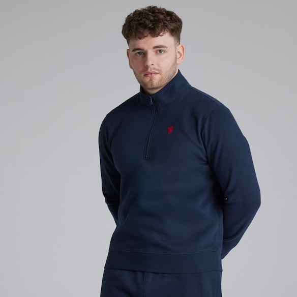Manchester United Devil Essentials 1/4 Zip Sweatshirt Navy Navy blue