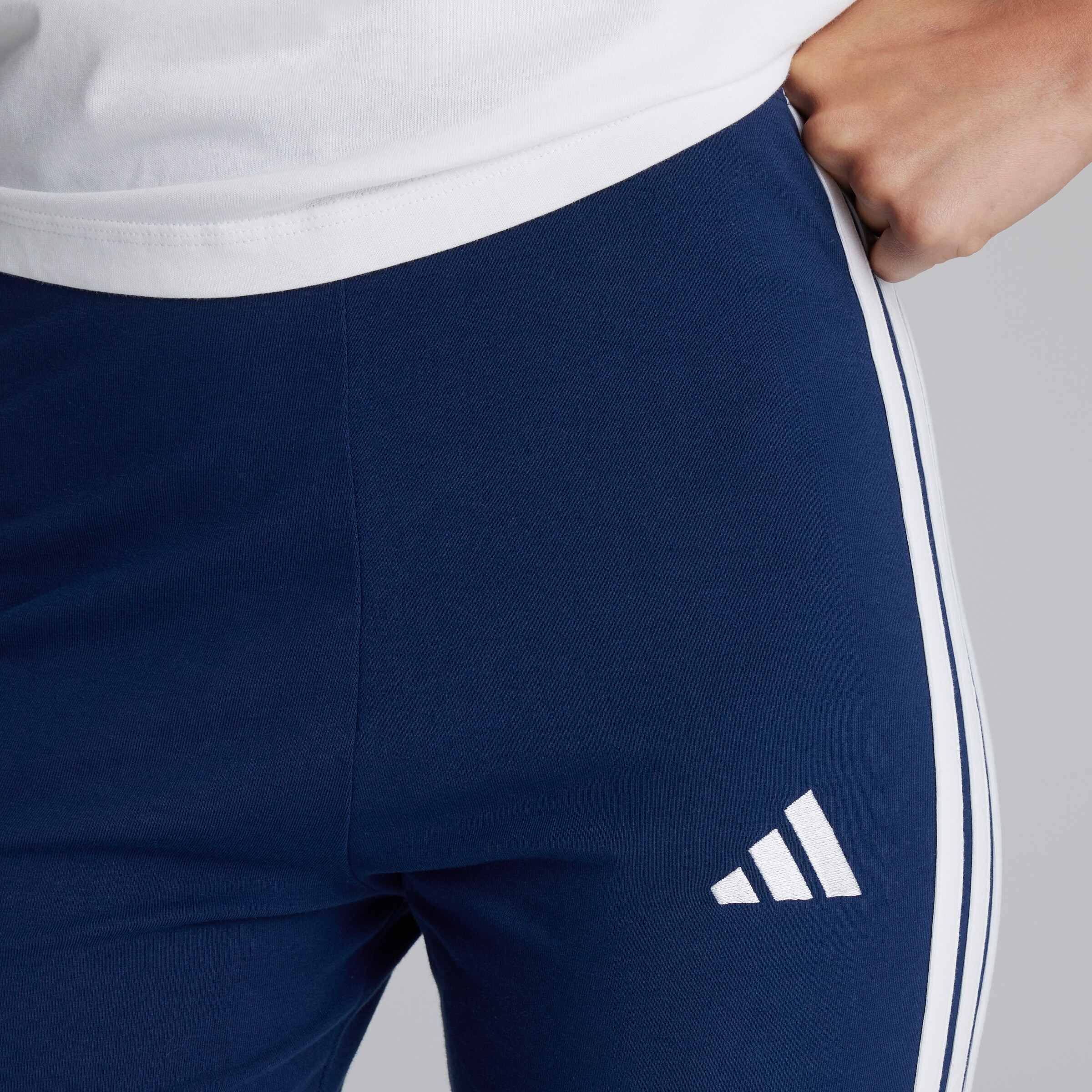 Manchester United x adidas Womens Essentials 3-Stripes Cotton Leggings Blue Blue Detail [4-5]