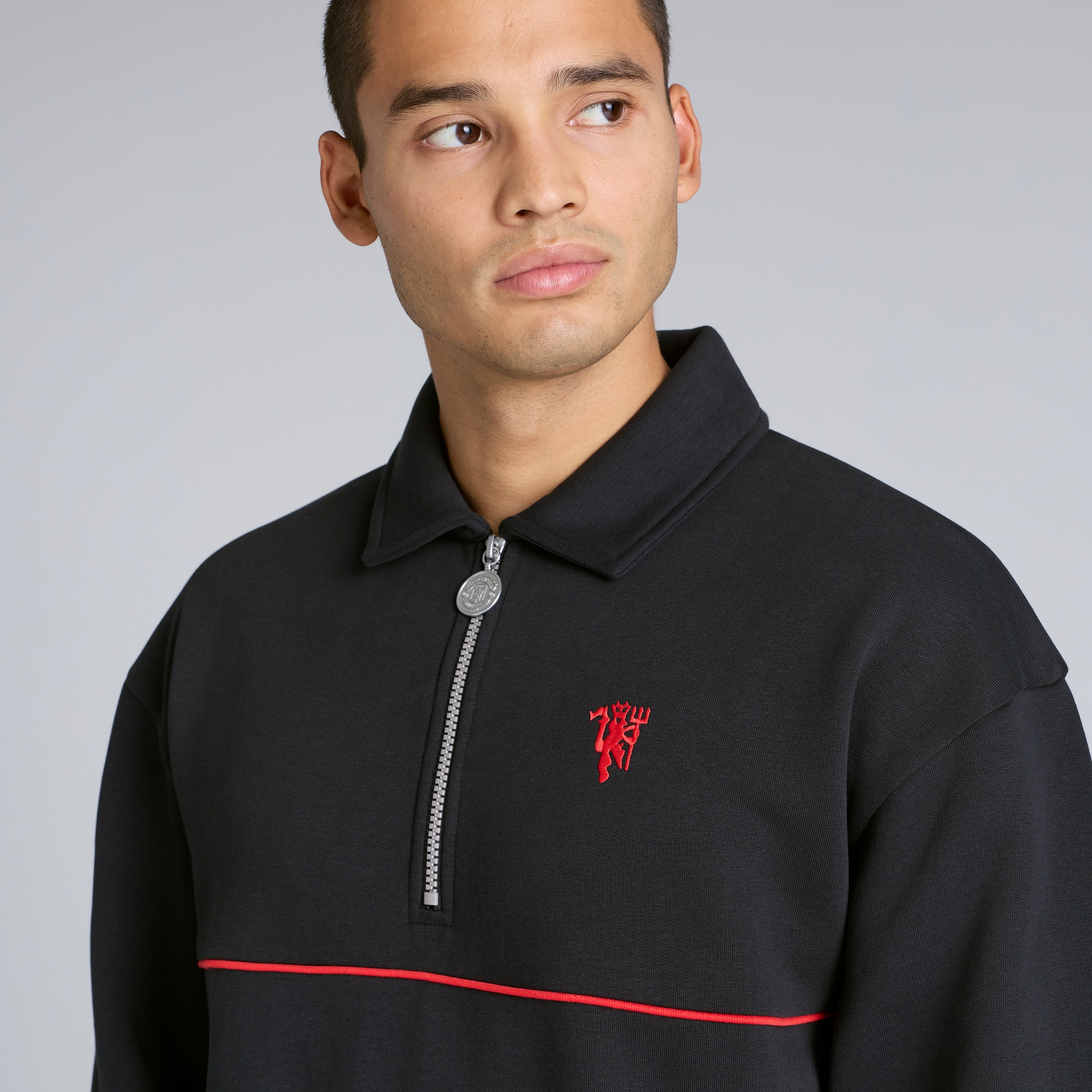 Manchester United There's Nothing on Earth Like Being a Red Quarter Zip Sweatshirt Black Negro Detalle [4-5]