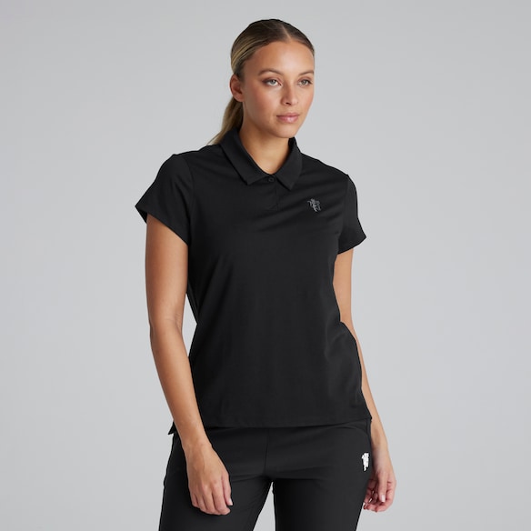 Manchester United x adidas Womens Golf Go-To Heathered Polo Shirt Black Black