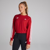 Manchester United x adidas Womens Essentials 3-Stripes Crop Sweatshirt Red