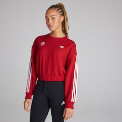 Manchester United x adidas Womens Essentials 3-Stripes Crop Sweatshirt Red
