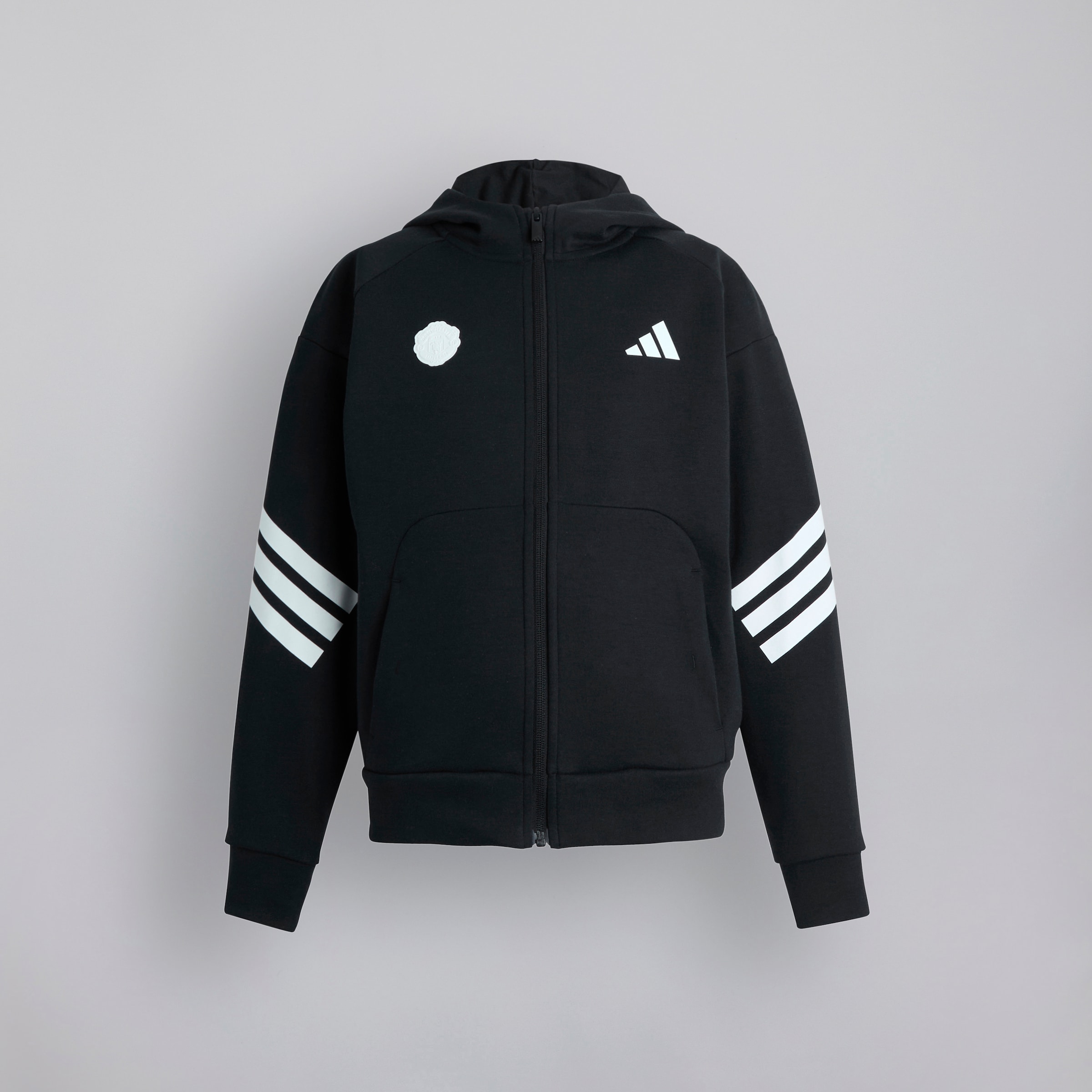 Manchester United x adidas Kids Future Icons Full Zip Hooded Track Top Black Black