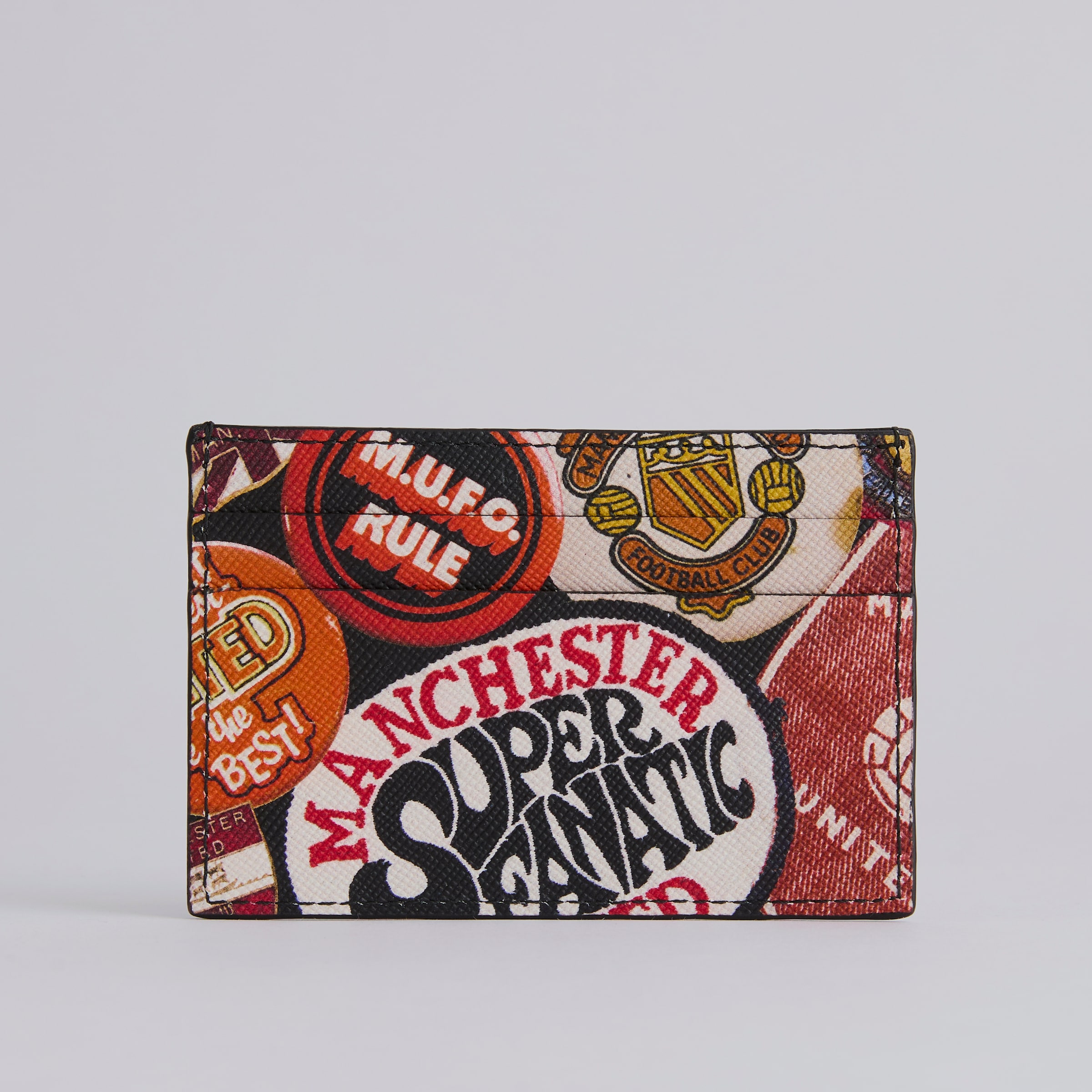 Manchester United x Paul Smith Fan Badge Print Credit Card Holder Black Black Detail [2-4]