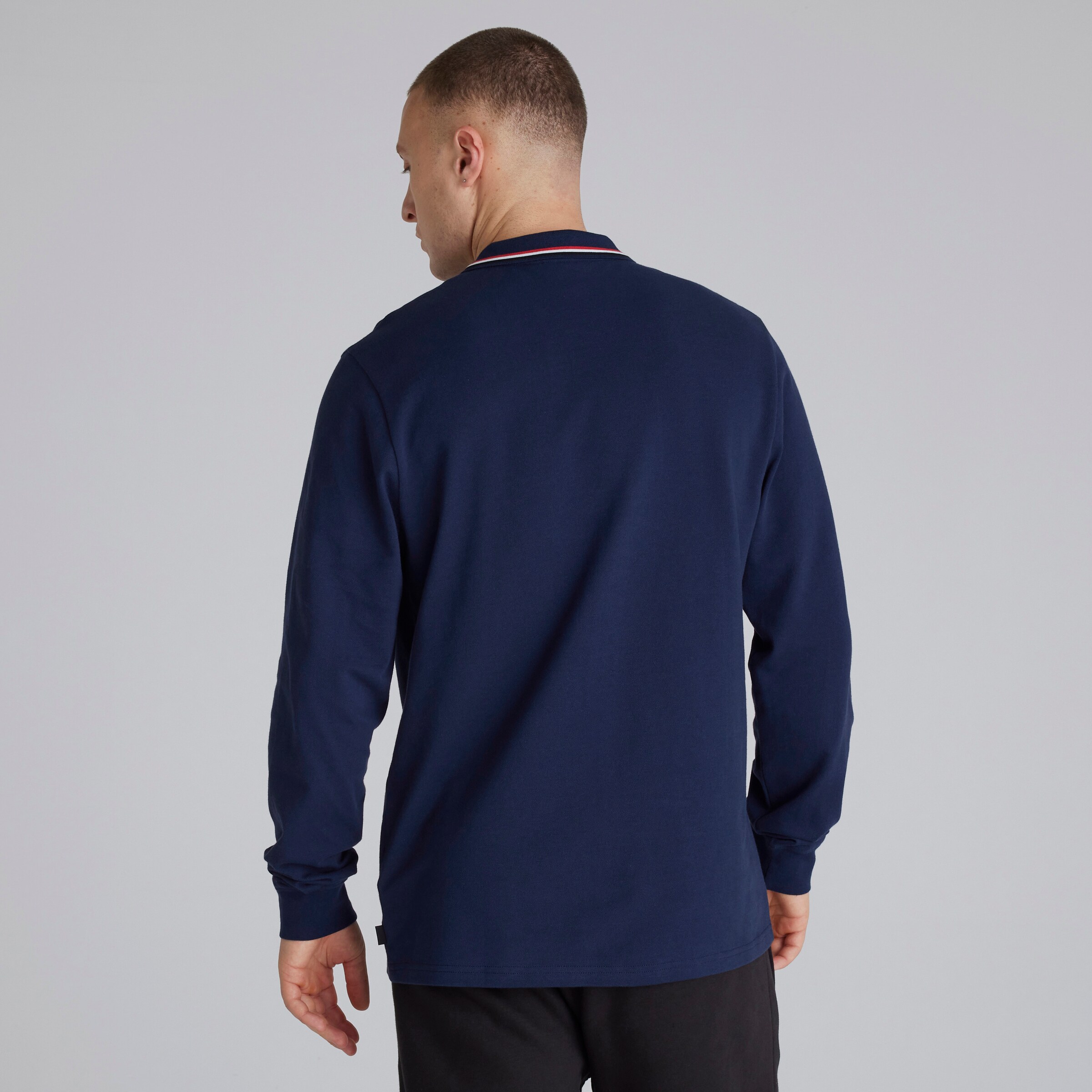 Manchester United Long Sleeve Polo Shirt Navy Navy blue Detail [2-5]