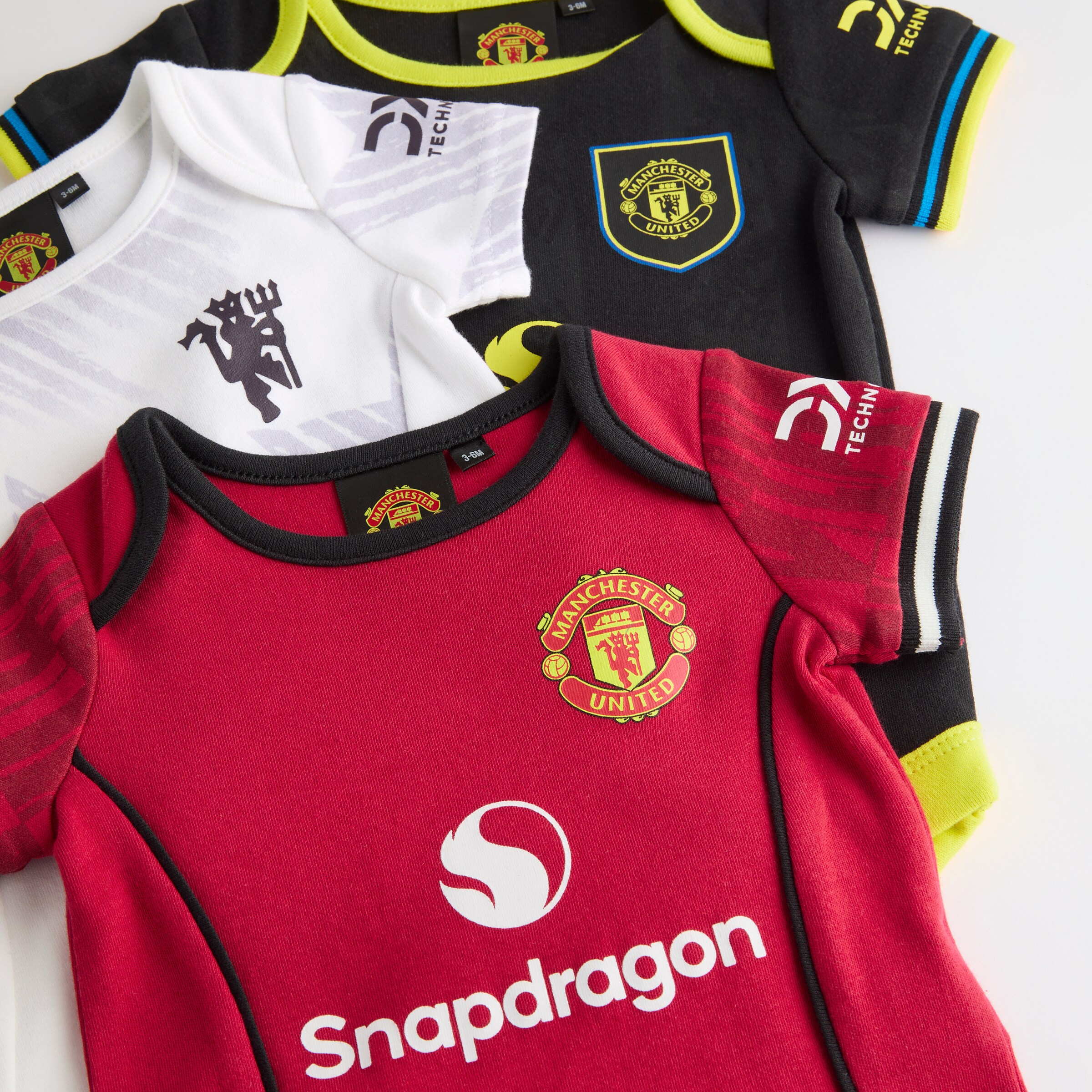 Manchester United Baby Kit Bodysuits 3 Pack Multi 다색 세부 사항 [3-4]