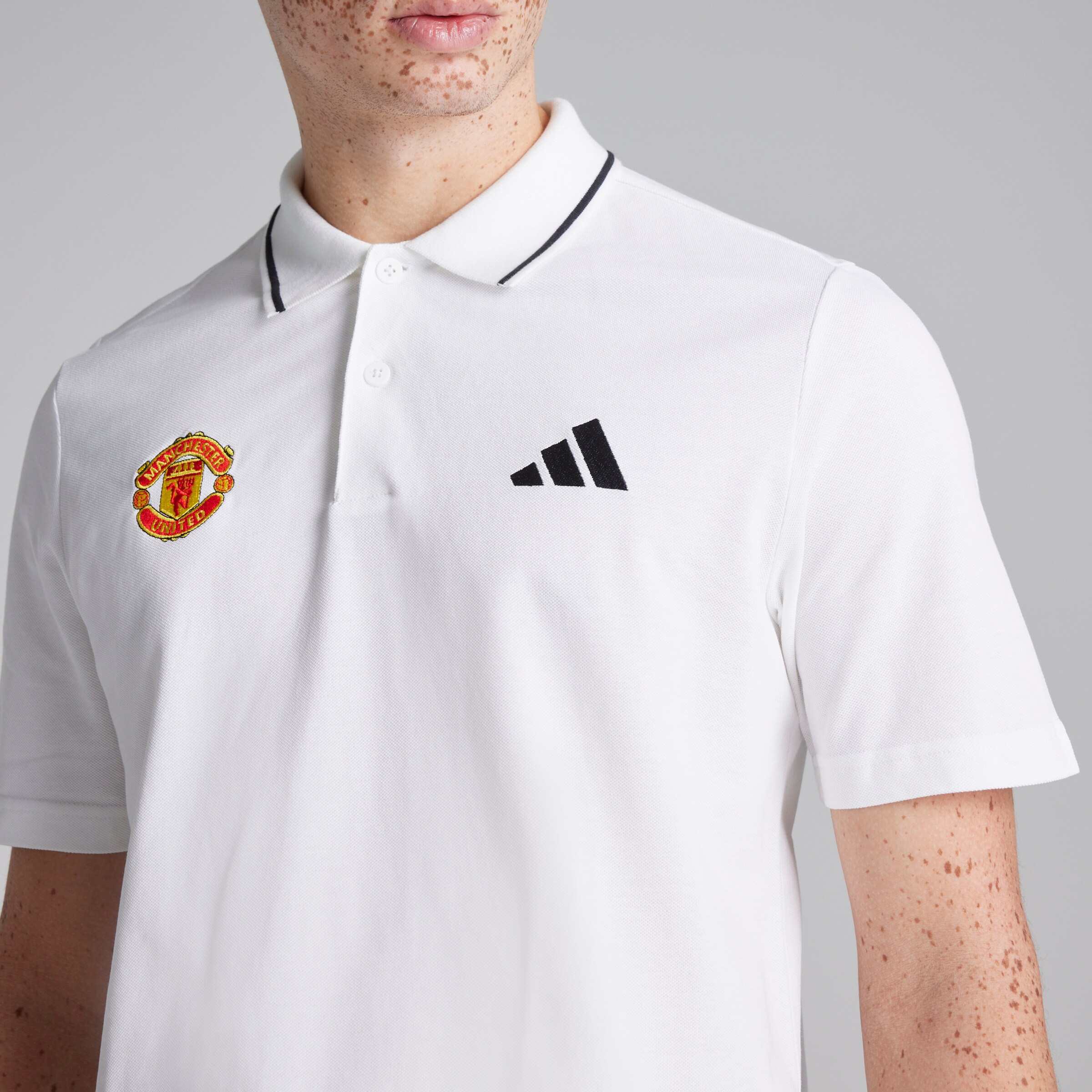Manchester United x adidas Essentials Pique Polo Shirt White White Detail [4-5]