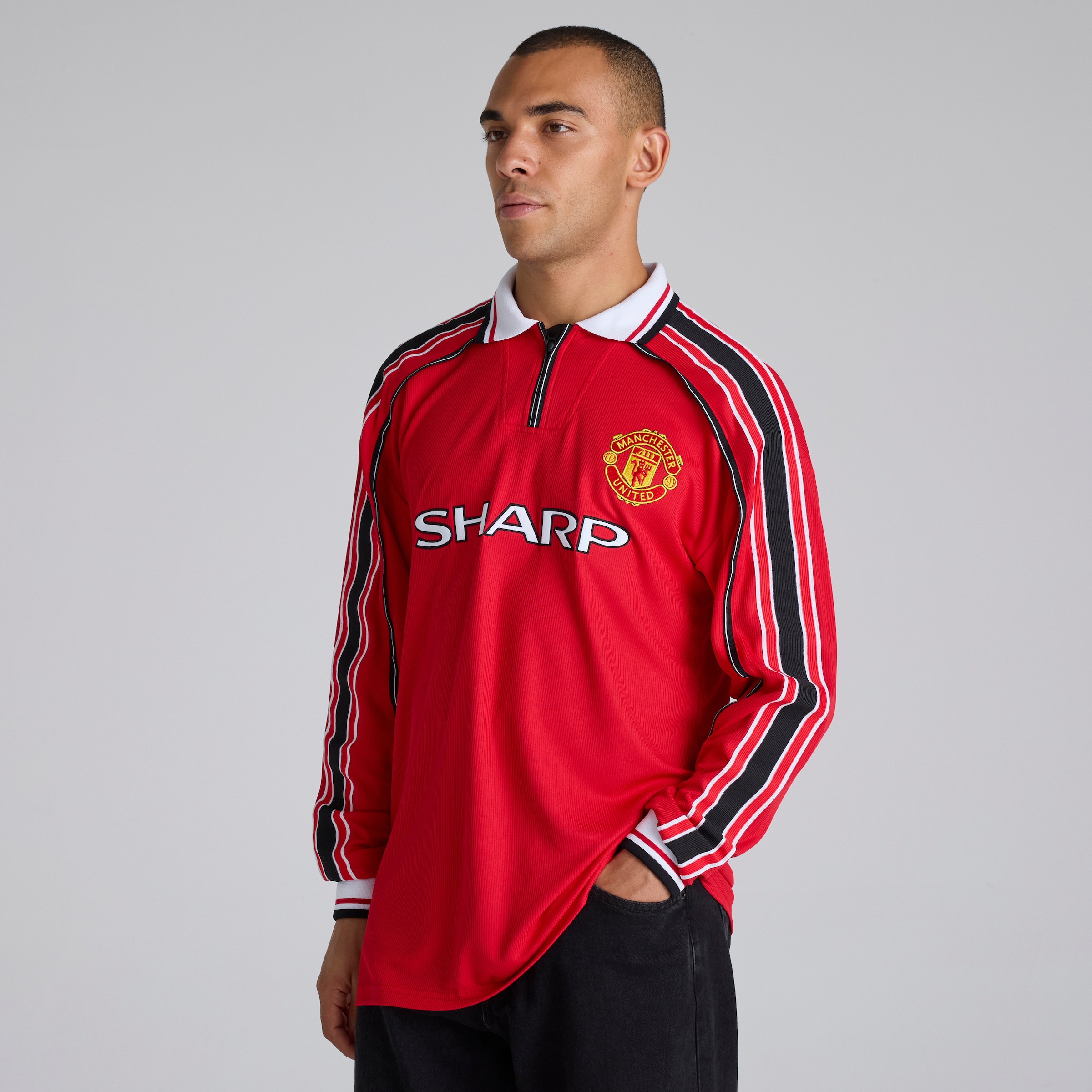 Manchester United Long Sleeve 1998-00 Home Shirt Red Red