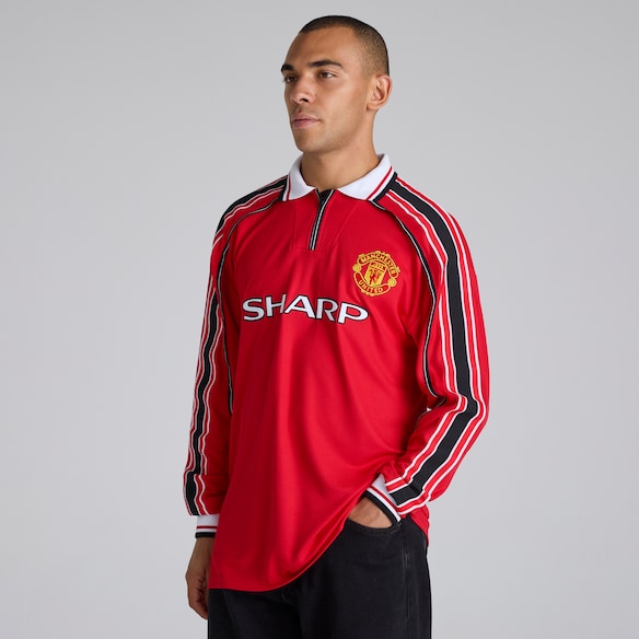 Manchester United Long Sleeve 1998-00 Home Shirt Red Red