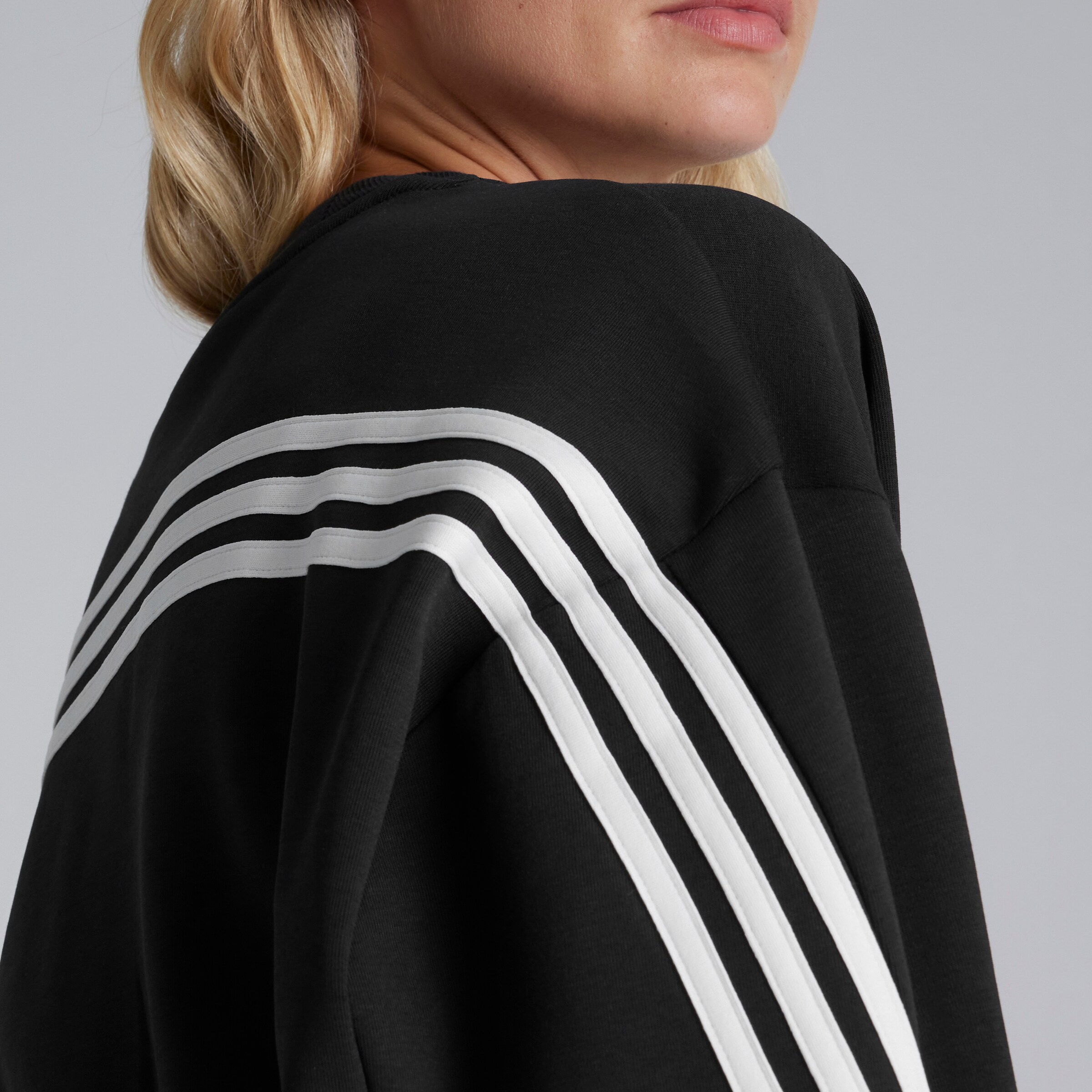 Manchester United x adidas Womens Future Icons 3-Stripes Sweatshirt Black Black Detail [5-5]