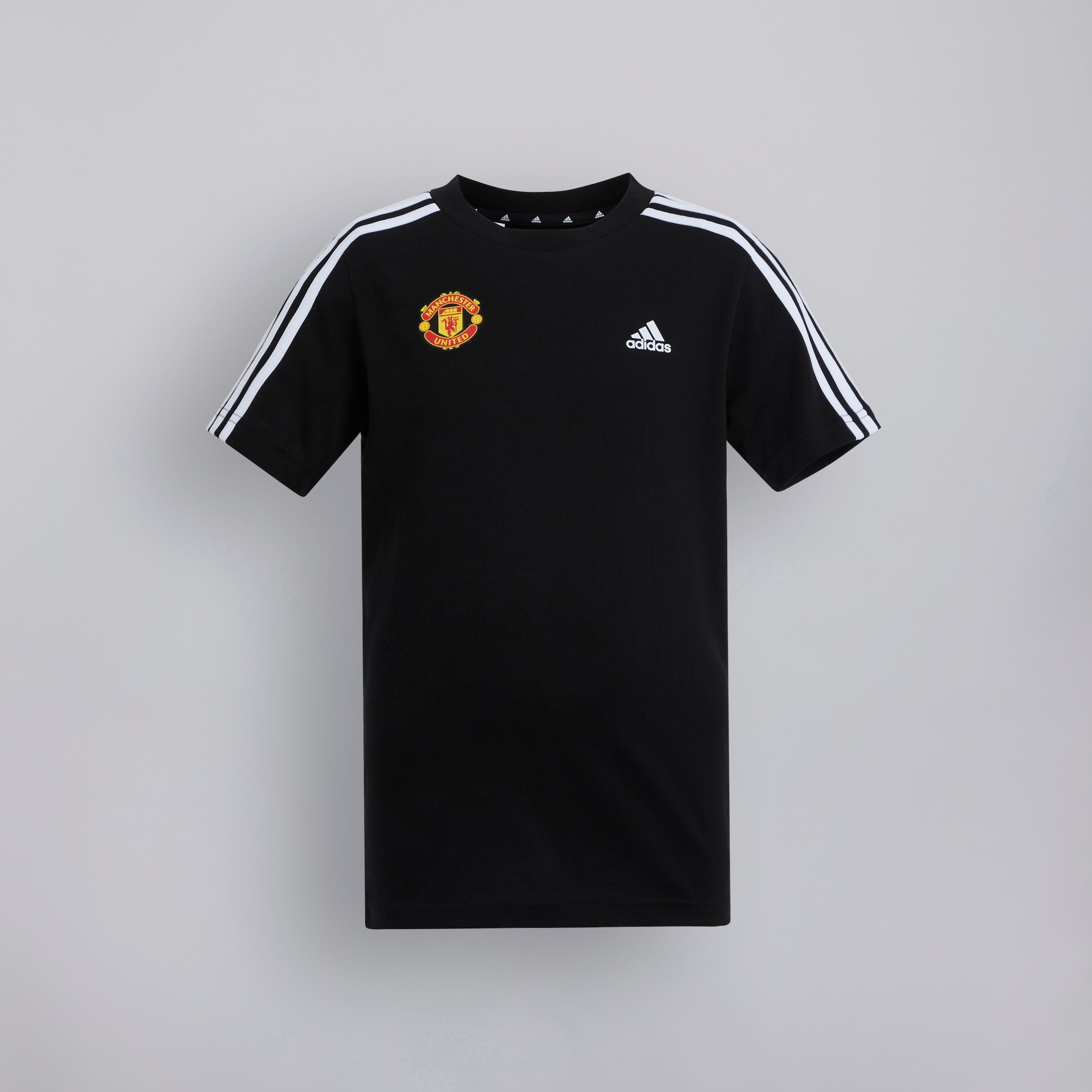 Manchester United x adidas Kids Essentials 3-Stripes Cotton T-Shirt Black Black