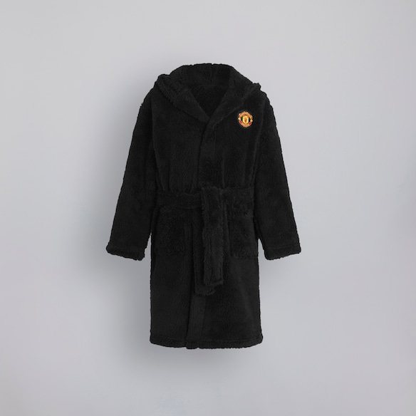 Manchester United Boys Sherpa Dressing Gown Black Negro