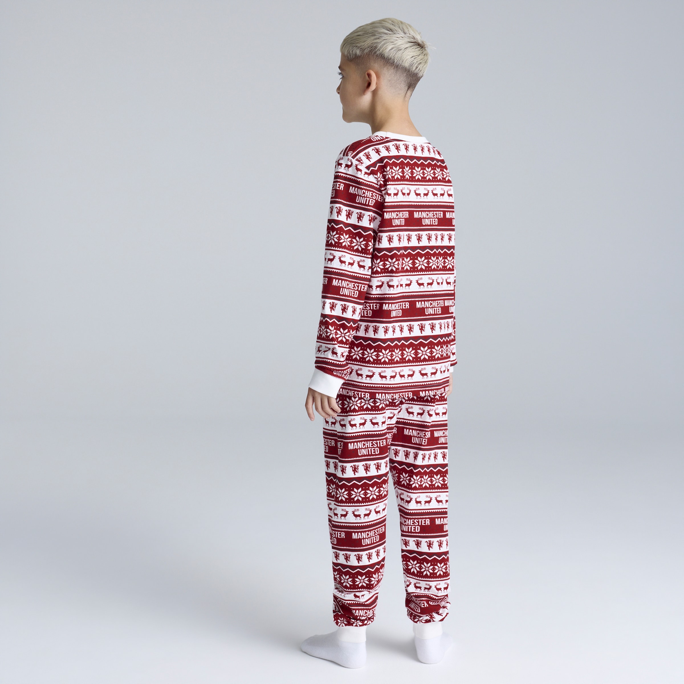 Manchester United Kids Christmas Fairisle Pyjamas Red Multi Detail [2-6]