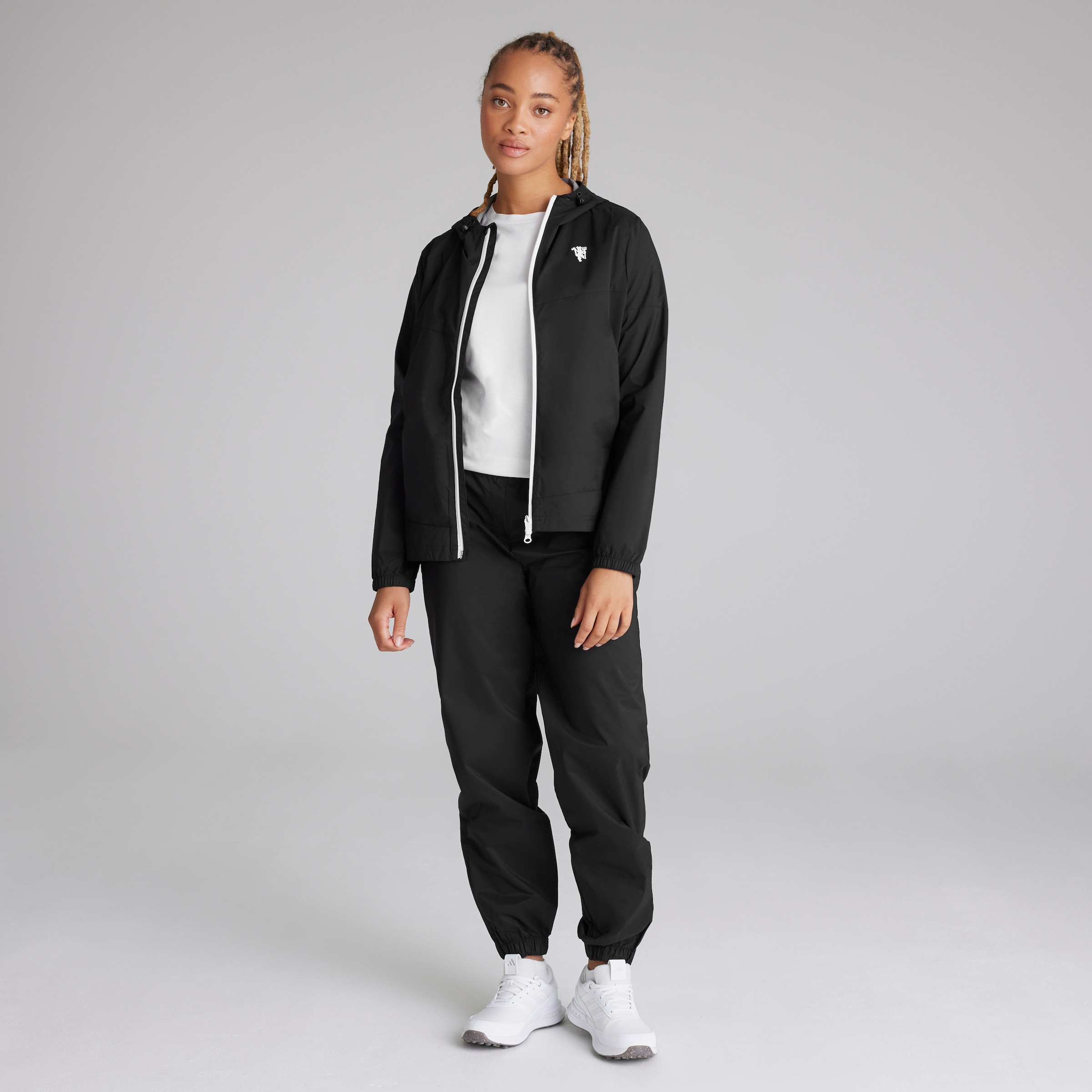 Manchester United x adidas Womens Golf Provisional Jacket Black Black Detail [3-6]