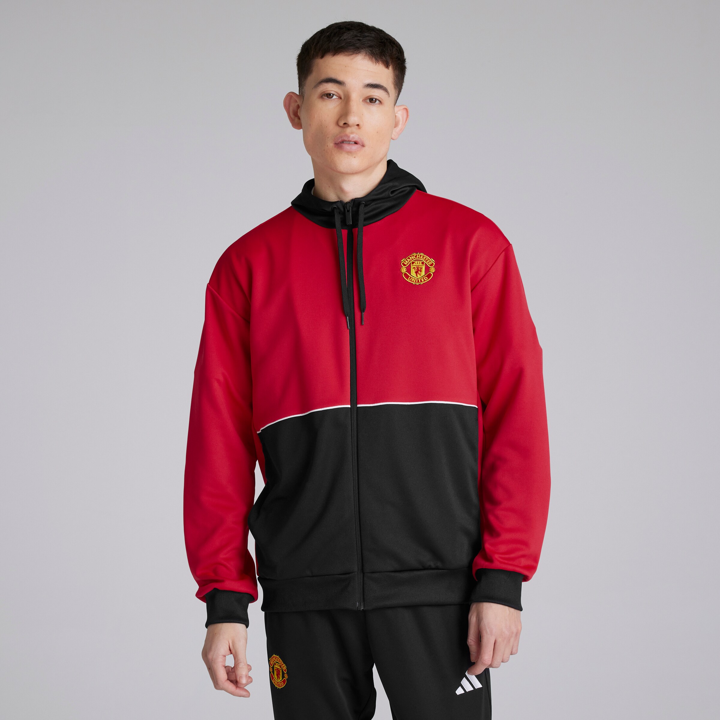 スウェット・トレーナー Adidas Manchester United Originals Track Top Black Red adidas Originals Manchester United Tracktop - Mens Clothing