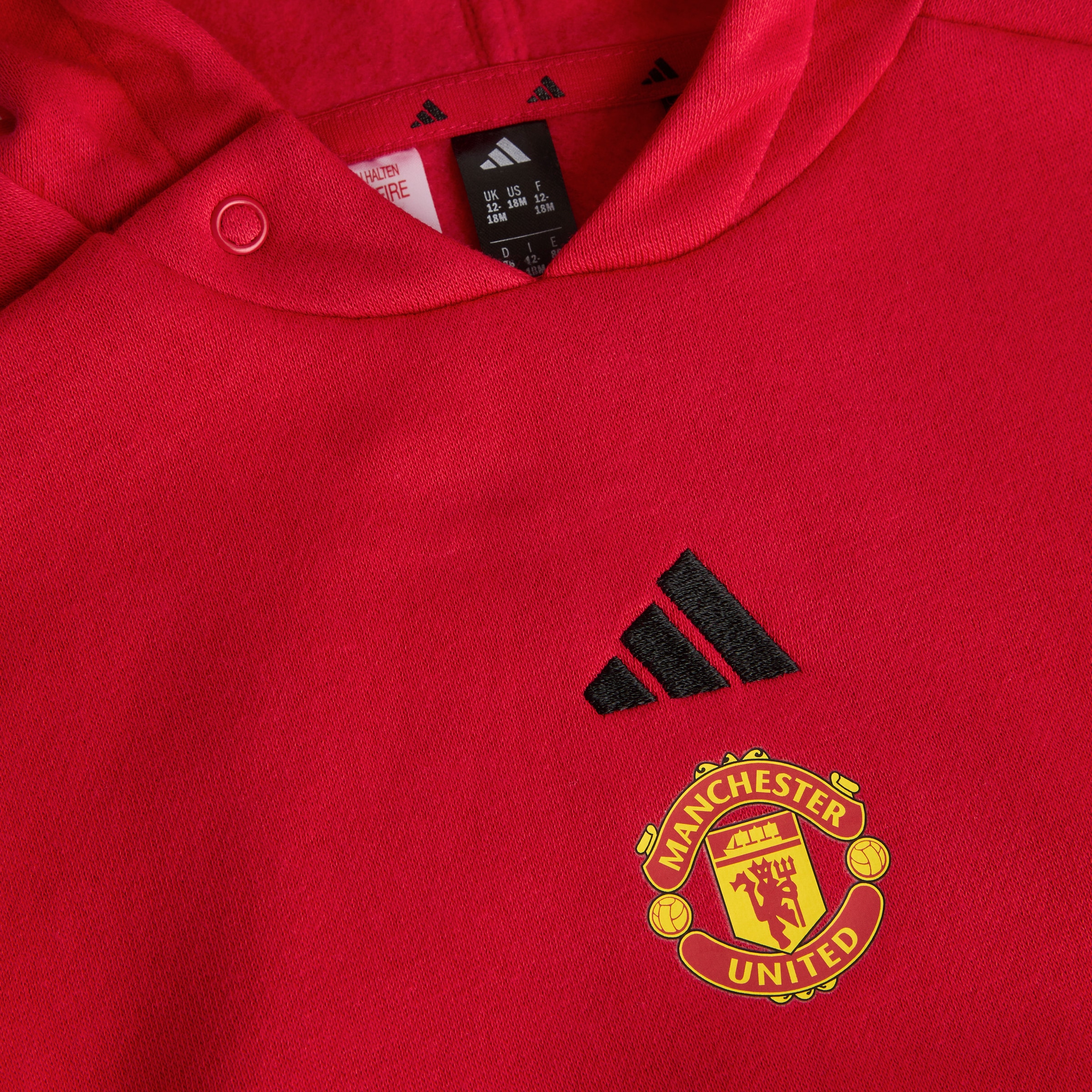 Manchester United x adidas Infant Essentials Hooded Jogger Set Red Red Detail [3-4]