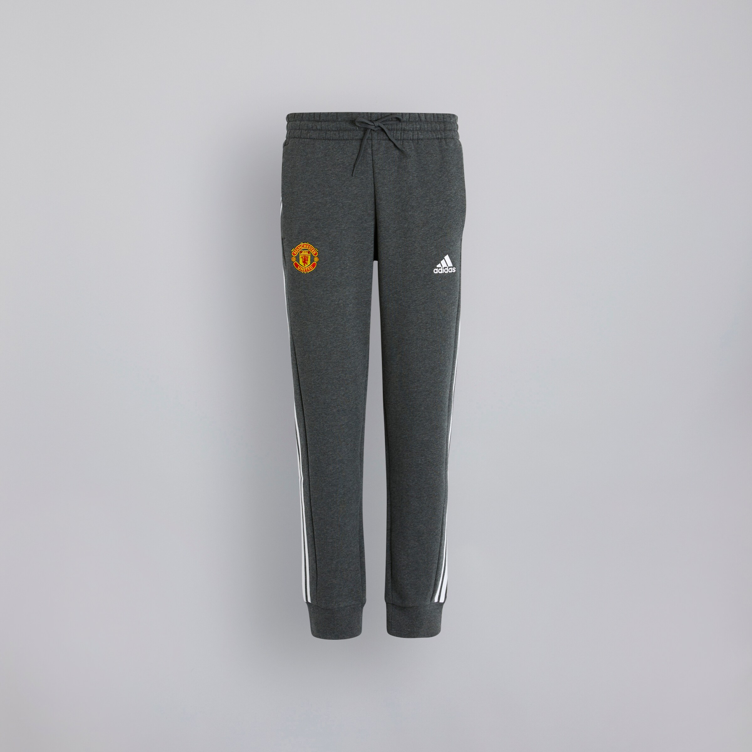 Manchester United x adidas Mens Essentials Fleece 3-Stripes Tapered Joggers Grey Détail [6-7]