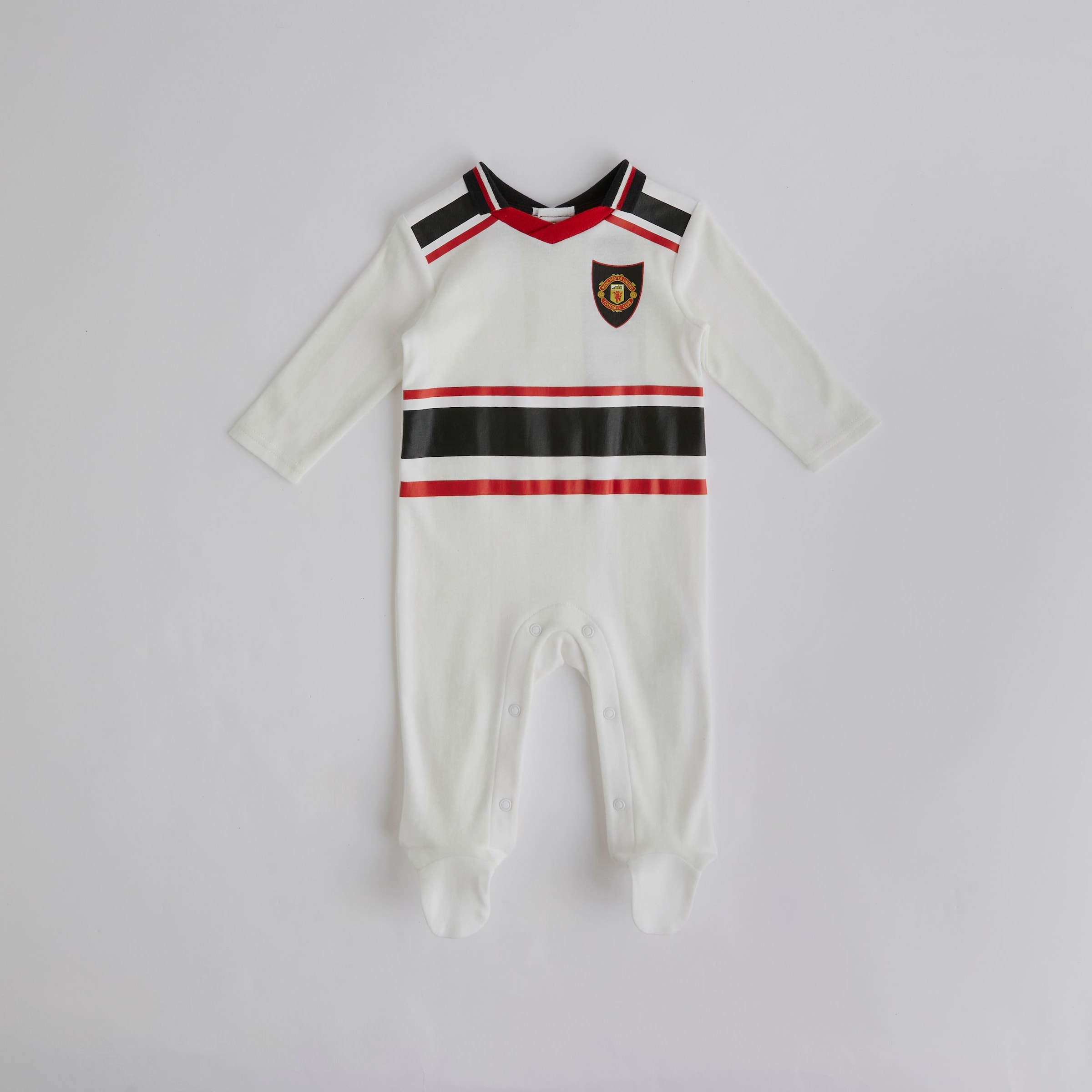 Manchester United Baby 1997/99 Retro Away Sleepsuit White White Detail [2-6]
