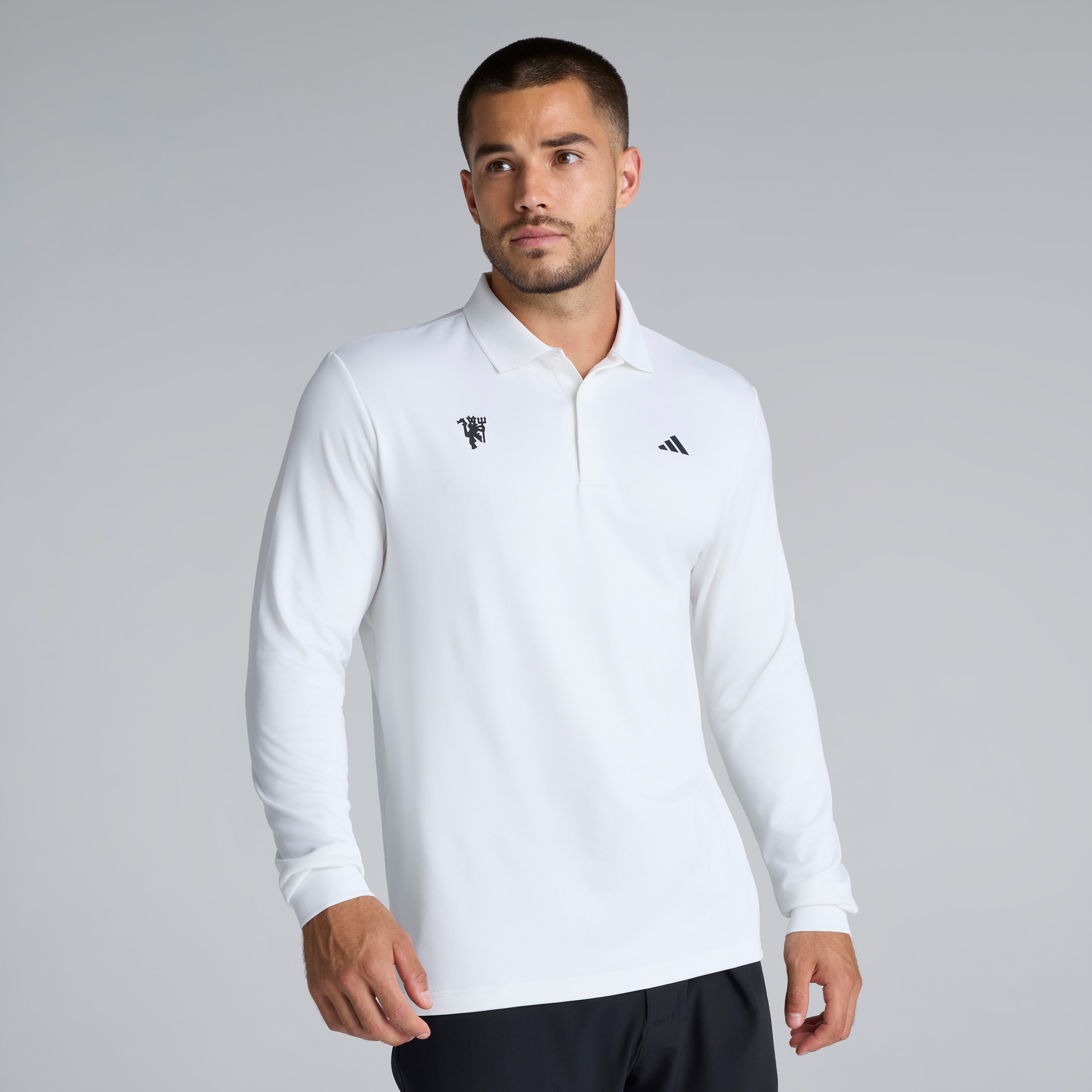 Manchester United x adidas Golf Ultimate 365 Long Sleeve Polo Shirt White White