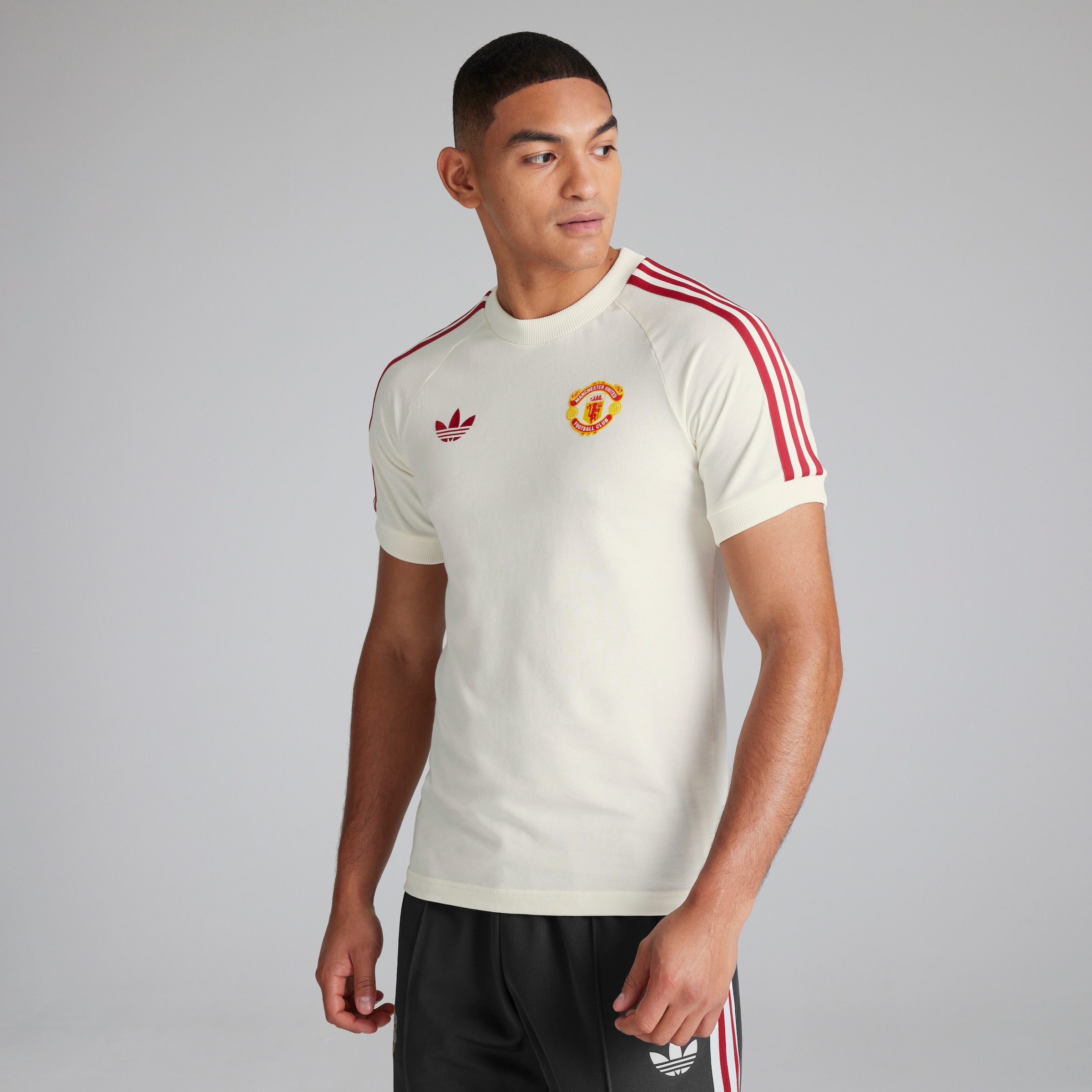 Buy Manchester United x adidas Originals Adicolor Classics 3 Stripes T Shirt White Manchester United Store